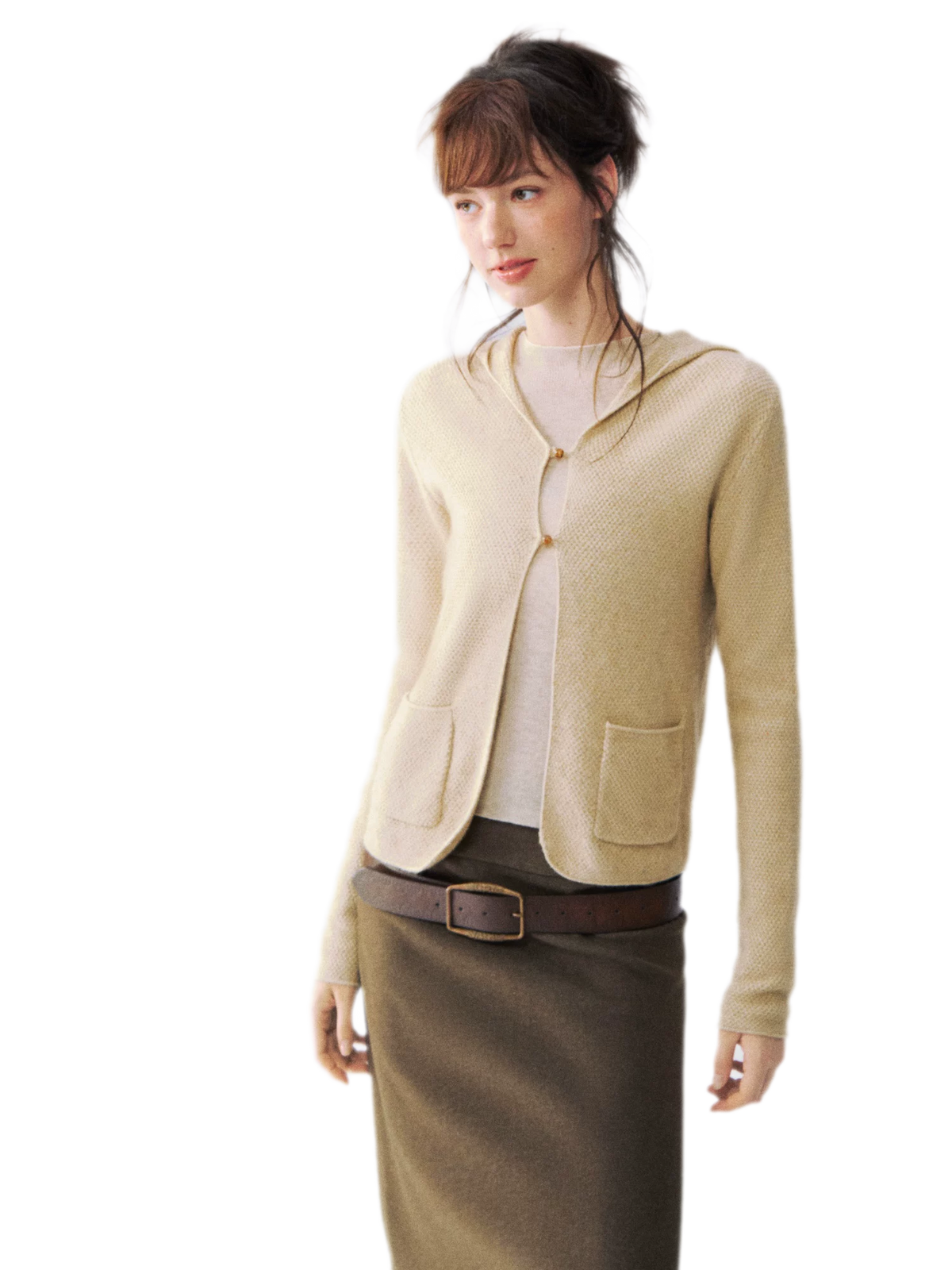 Cardigan en maille à capuche moucheté