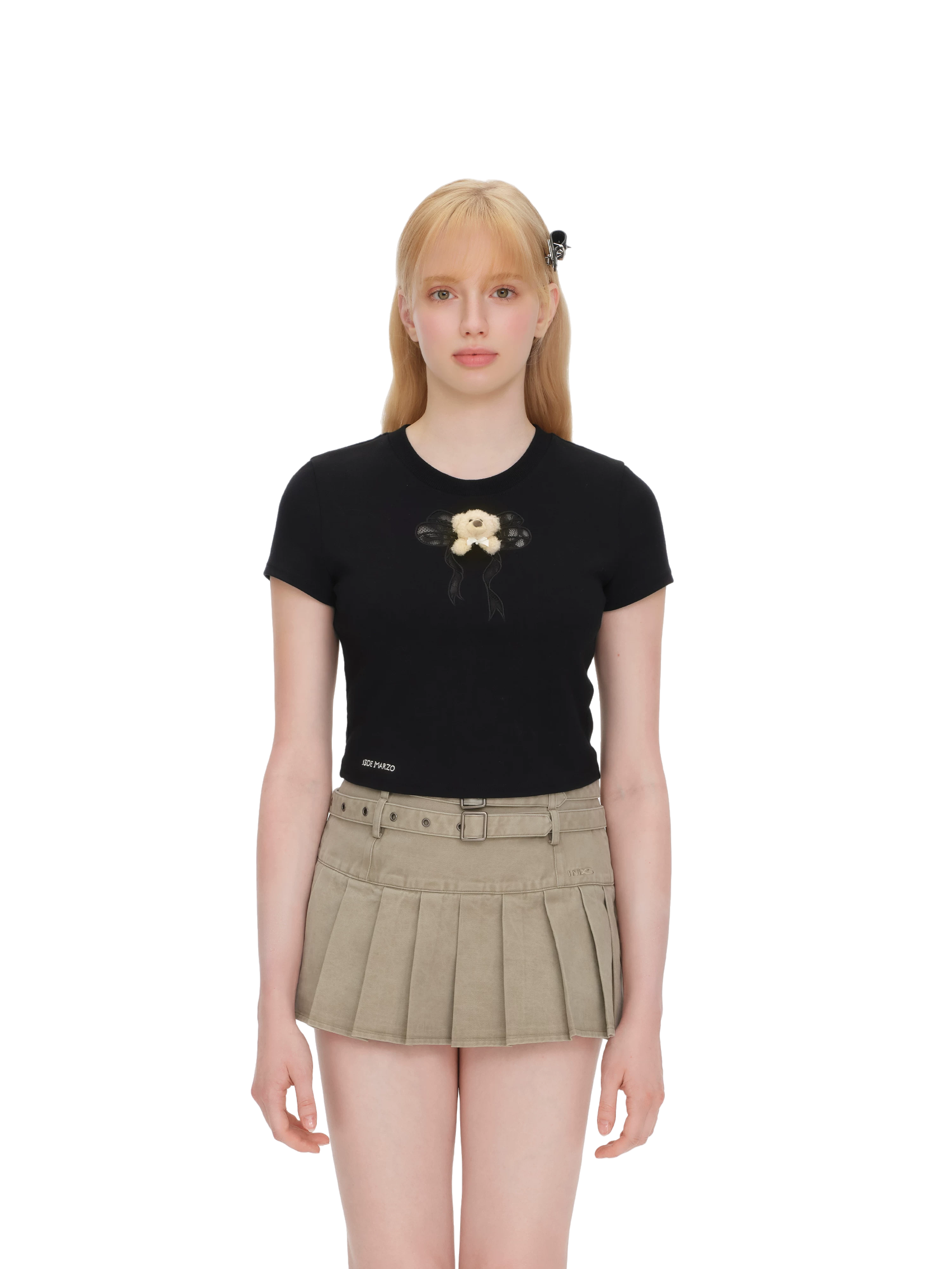 Spring/Summer 2026 Lace Bow Short Sleeve T-shirt