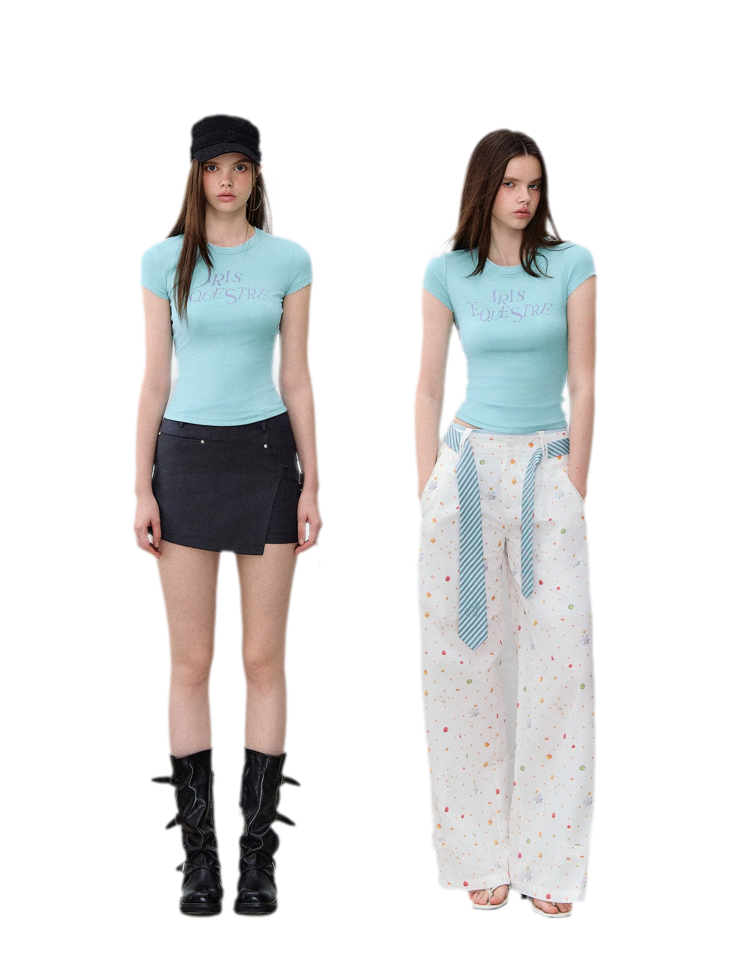 Tencel-Cotton Letter Print Slim T-Shirt