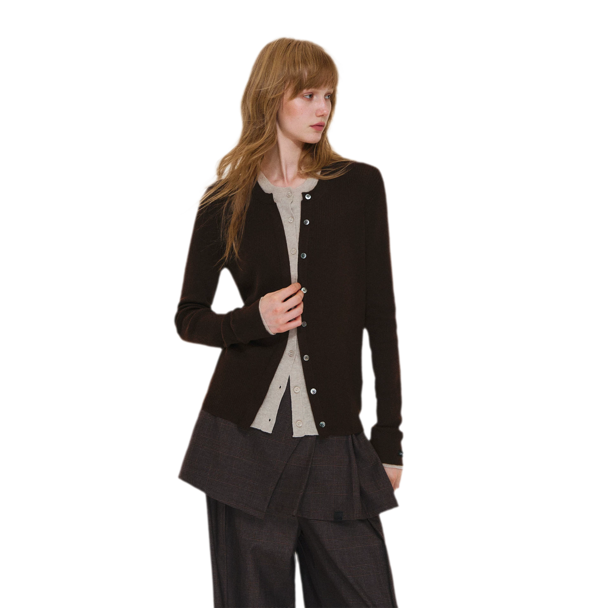 Fine Knit Contrast Cardigan