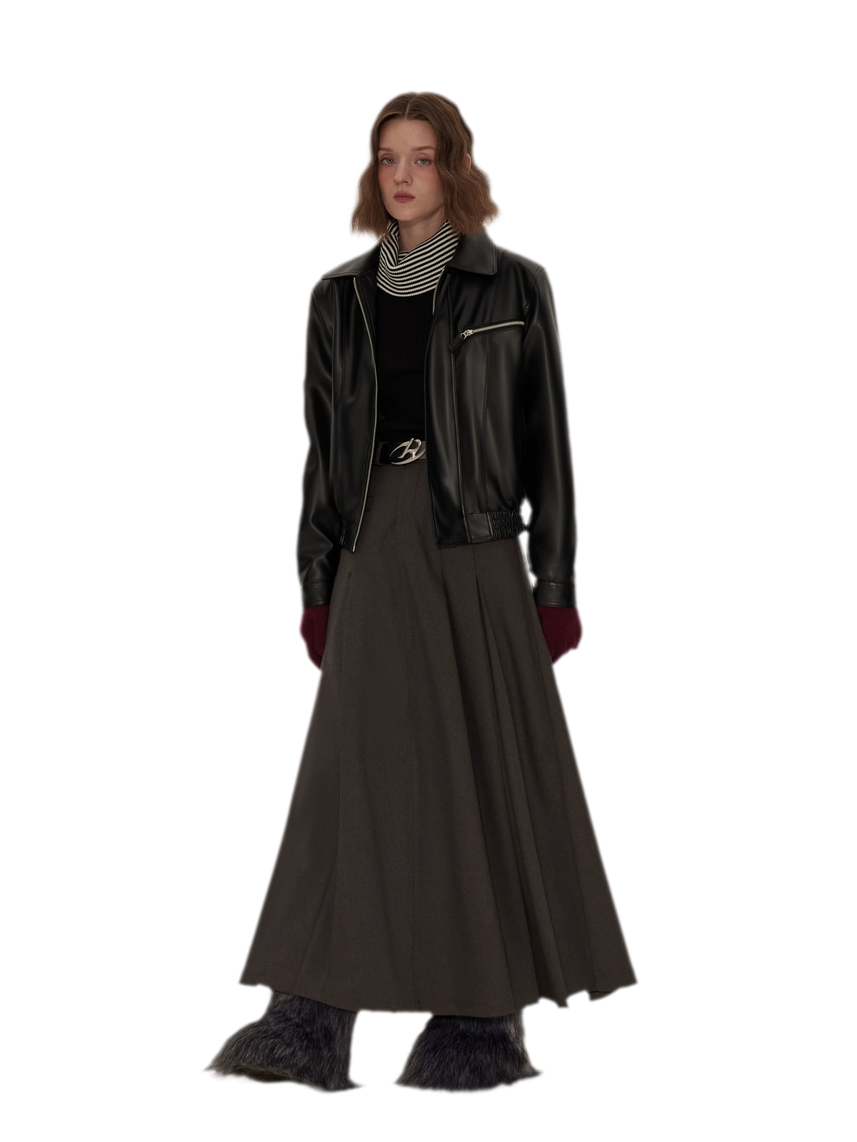 Textured Oversized Leather-Look Jacket
