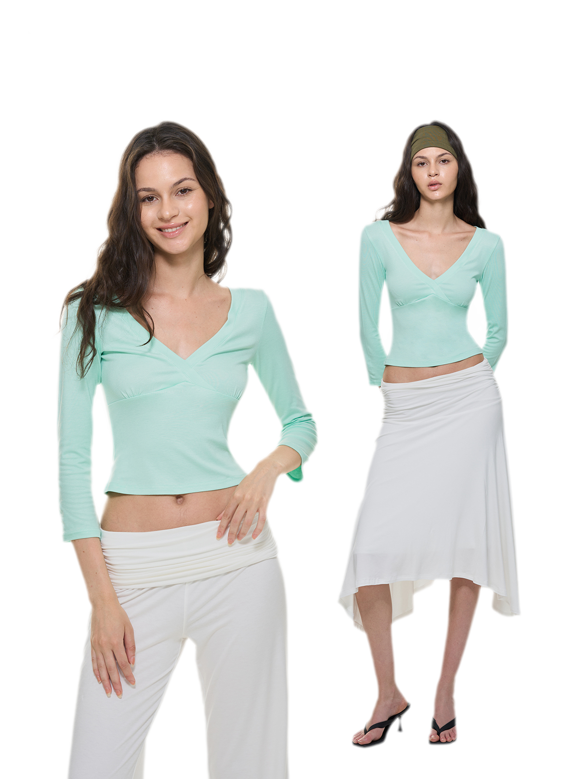 Crossfront Ribbed V-Neck Top