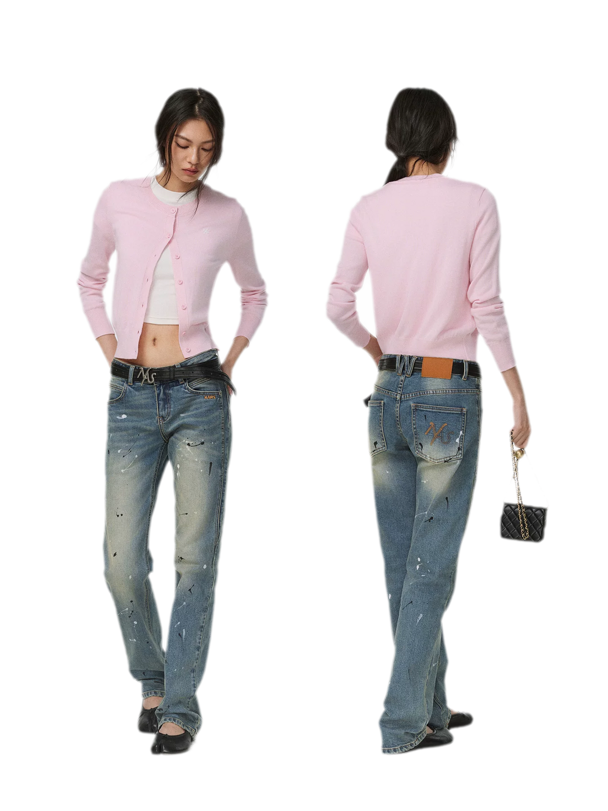 Gewaschene Distressed-Slim-Jeans