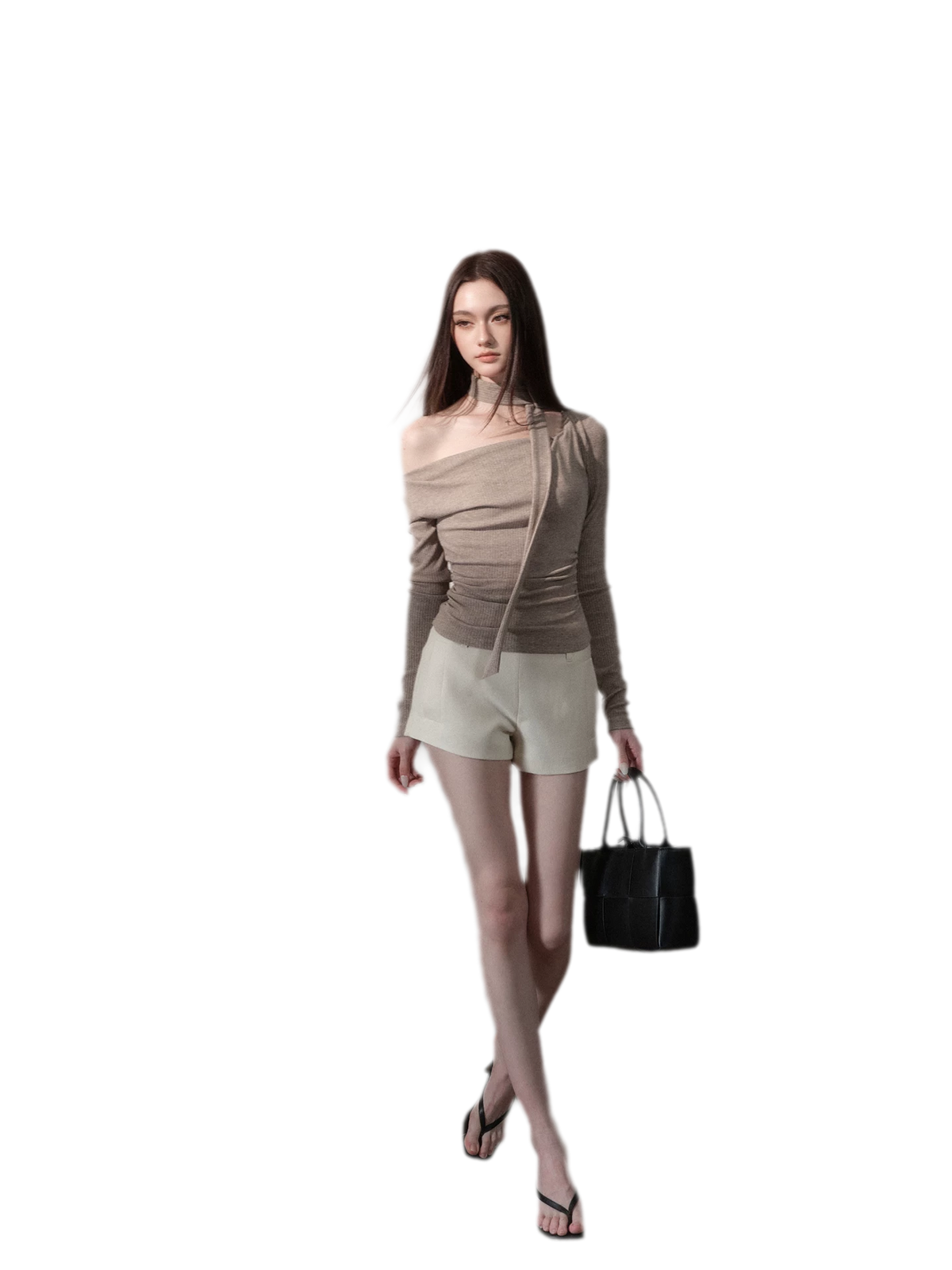 Wool-Blend Double-Pocket Mid-Waist Shorts