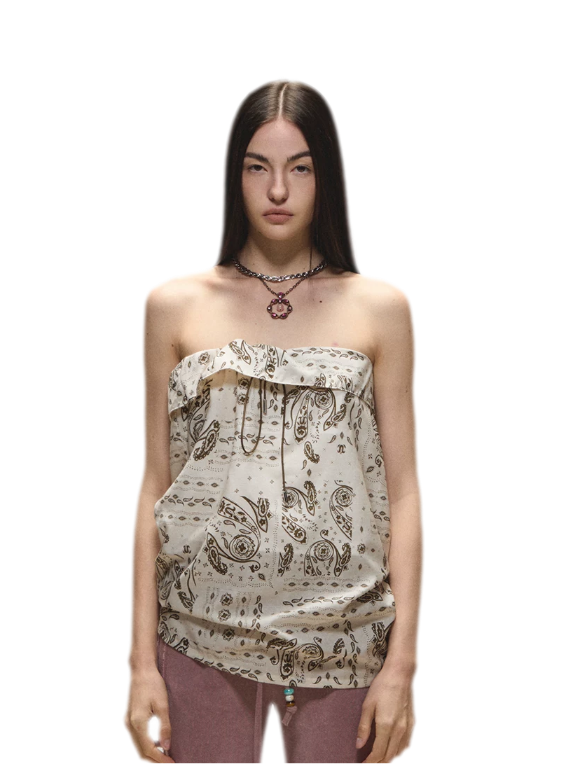 Vintage Holiday Style Relaxed Paisley Silk Top