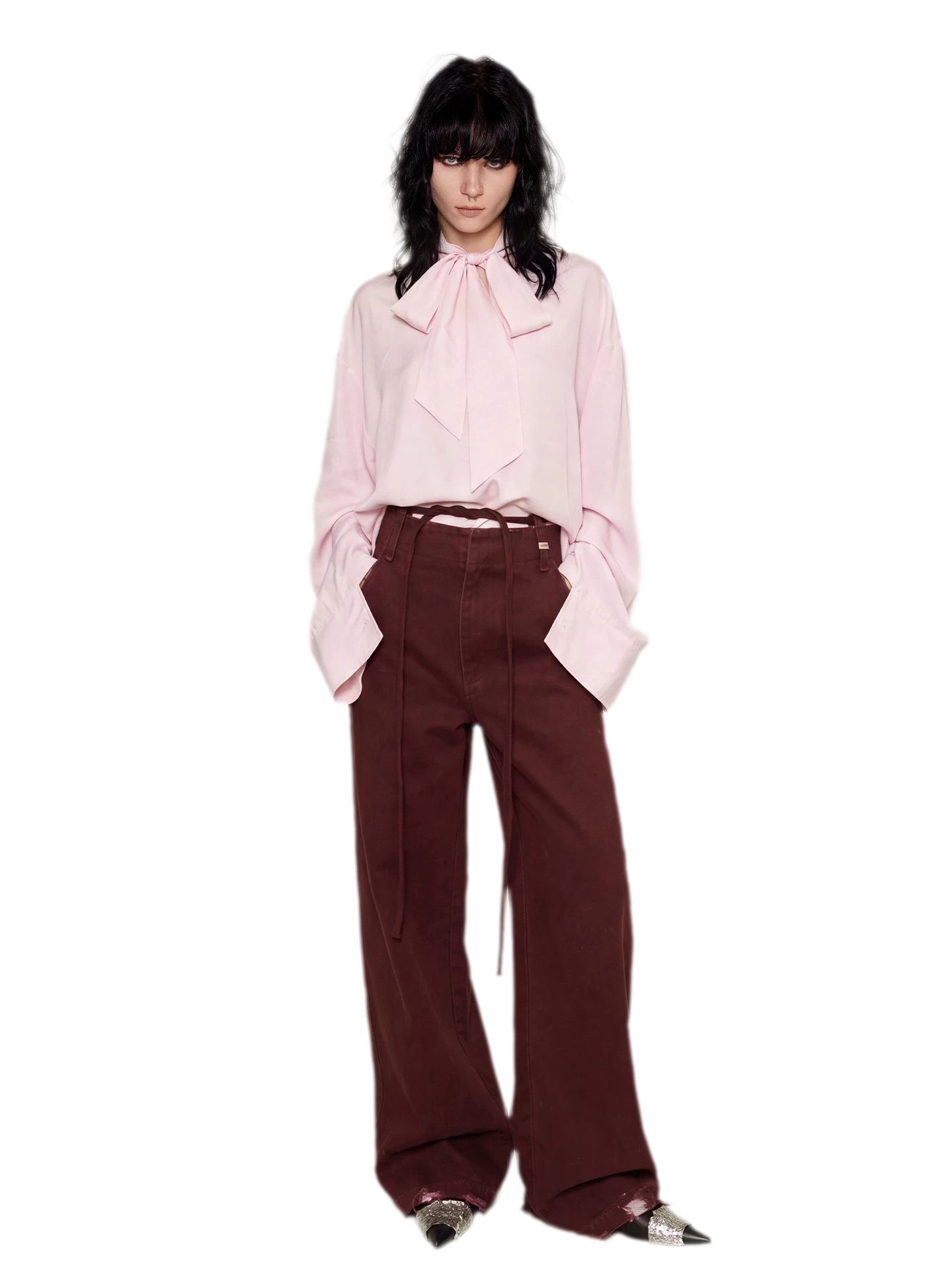 Textured Tie-Front Tencel Shirt
