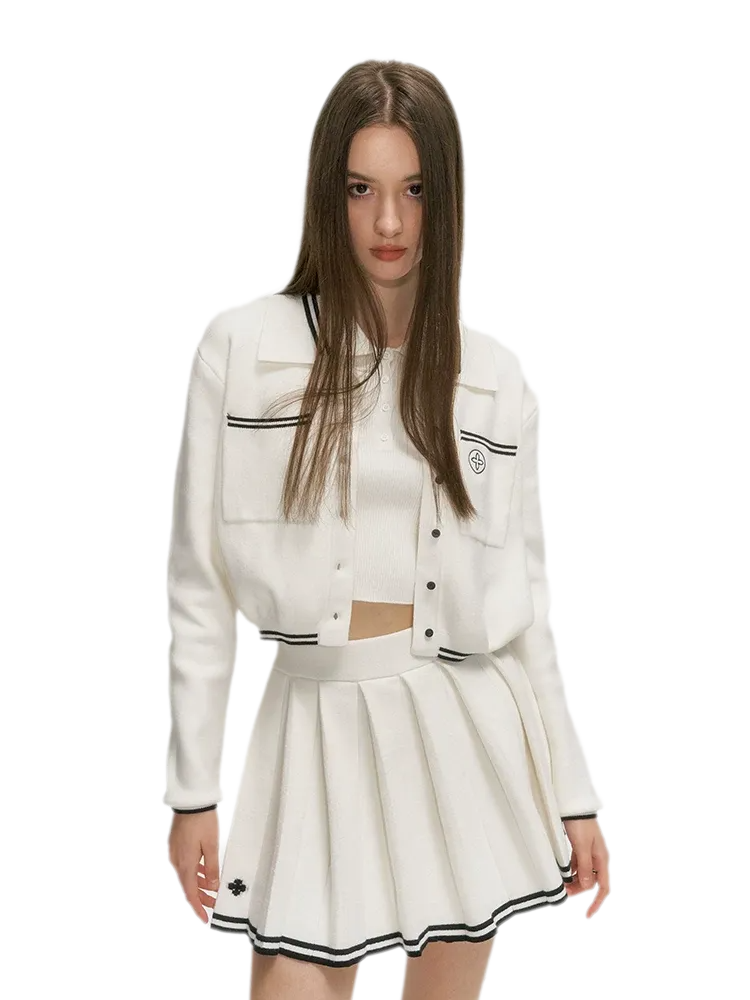 Contrast Stripe Knitted Cropped Jacket