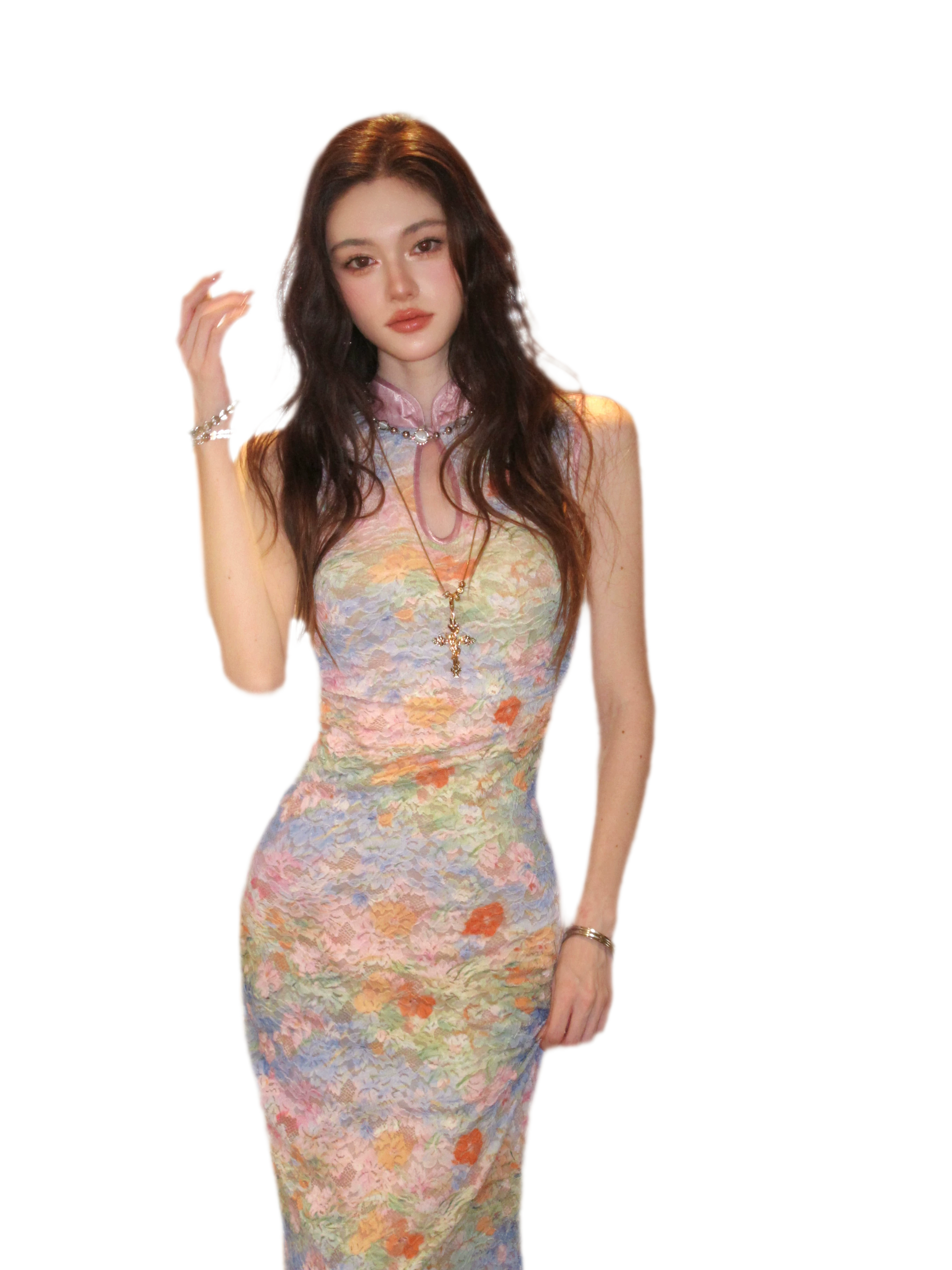 Spring Oil Painting Qipao Dress