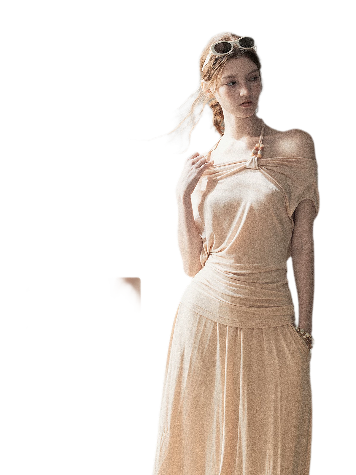Knot Drape Midi Skirt Set
