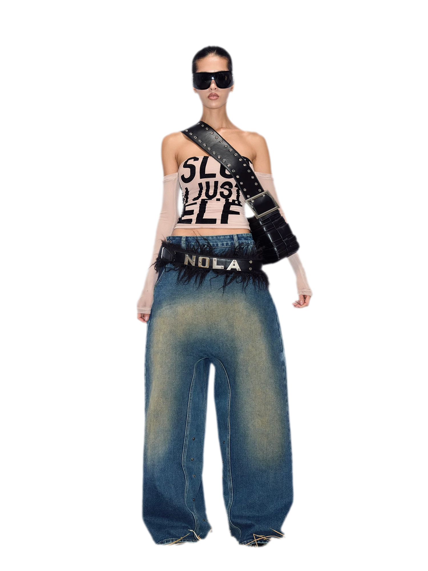 Black Waist Fur Belt
