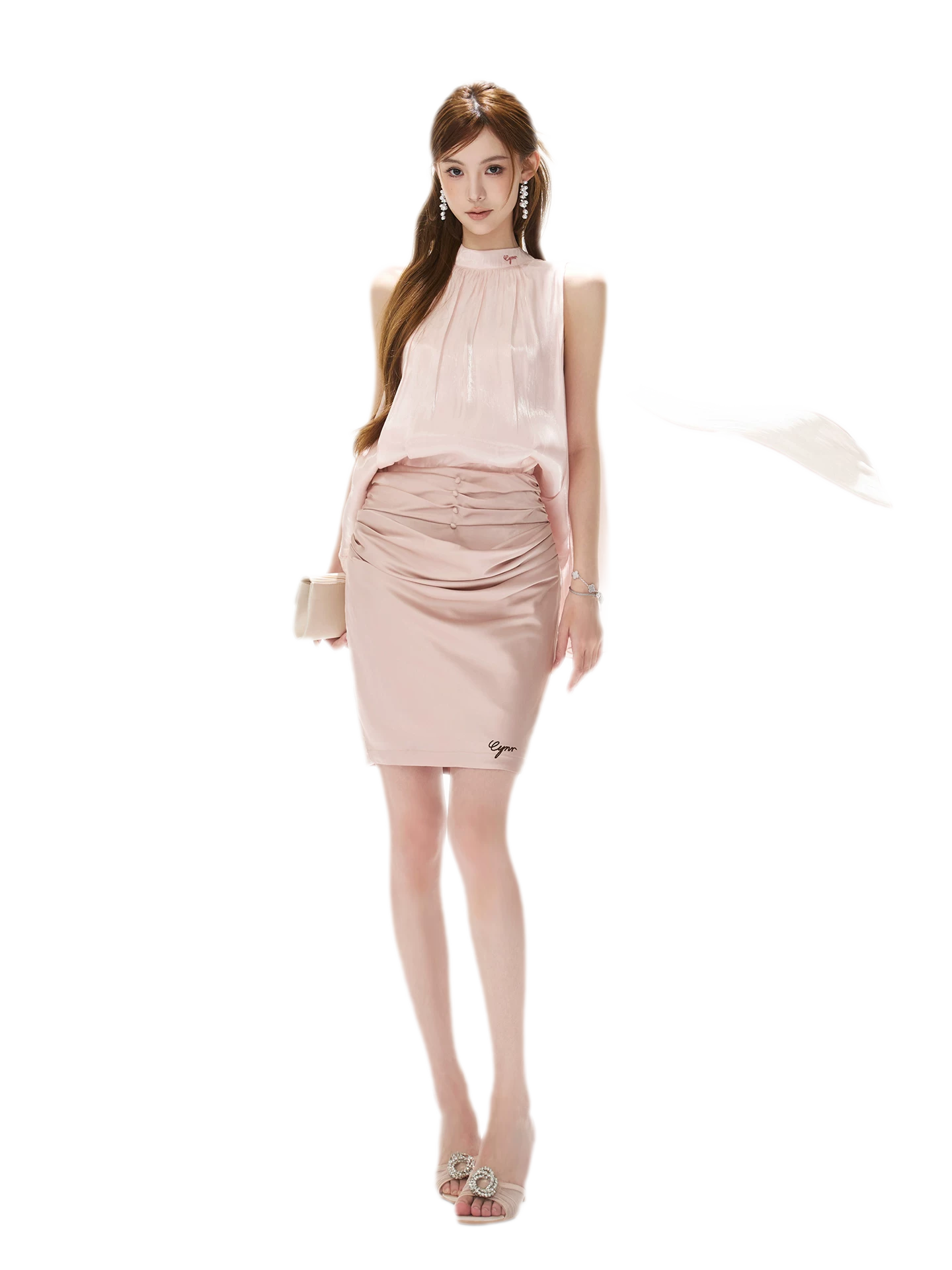 Pleated Satin Mini Skirt