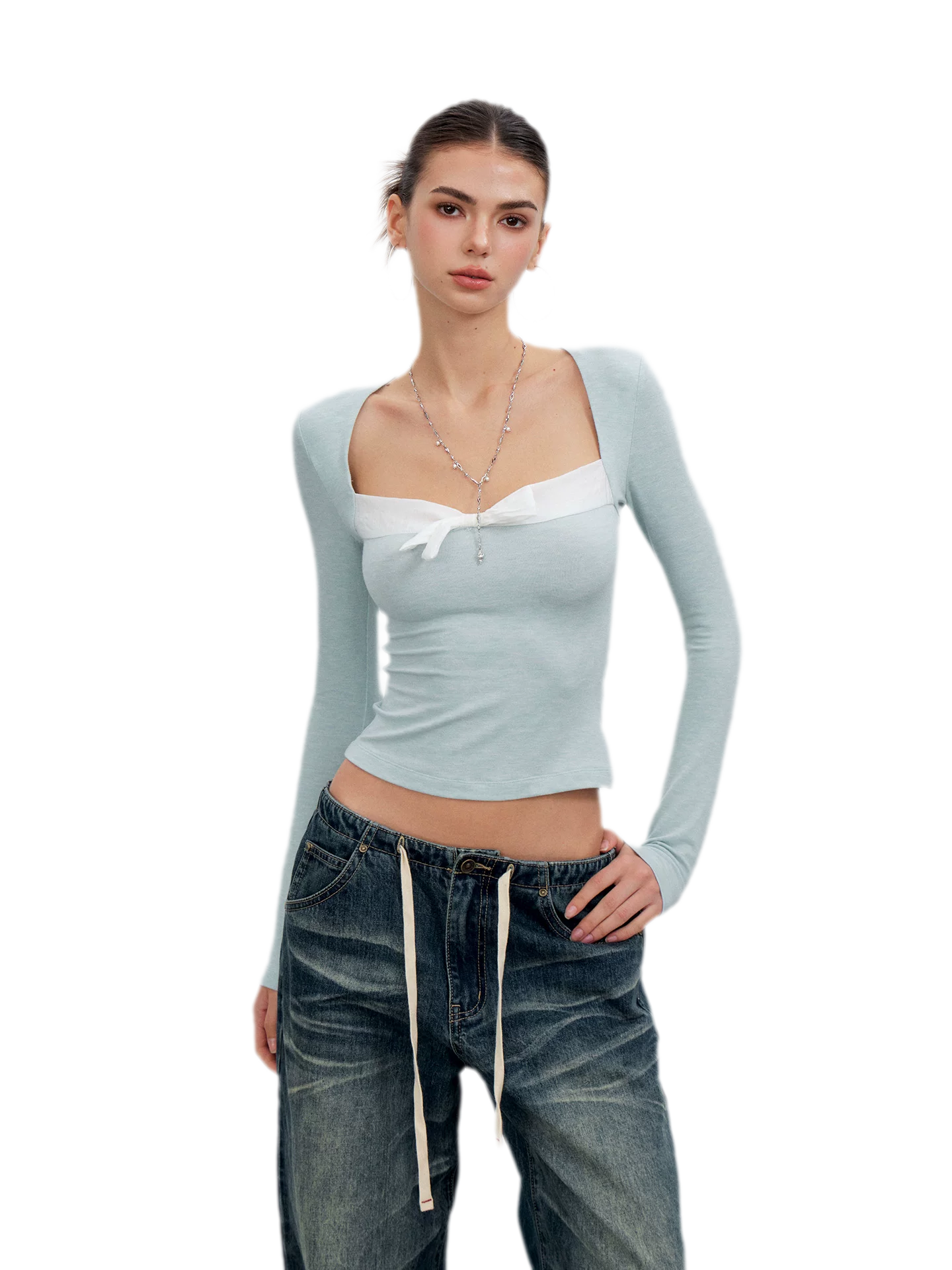 Square Neck Bow Top