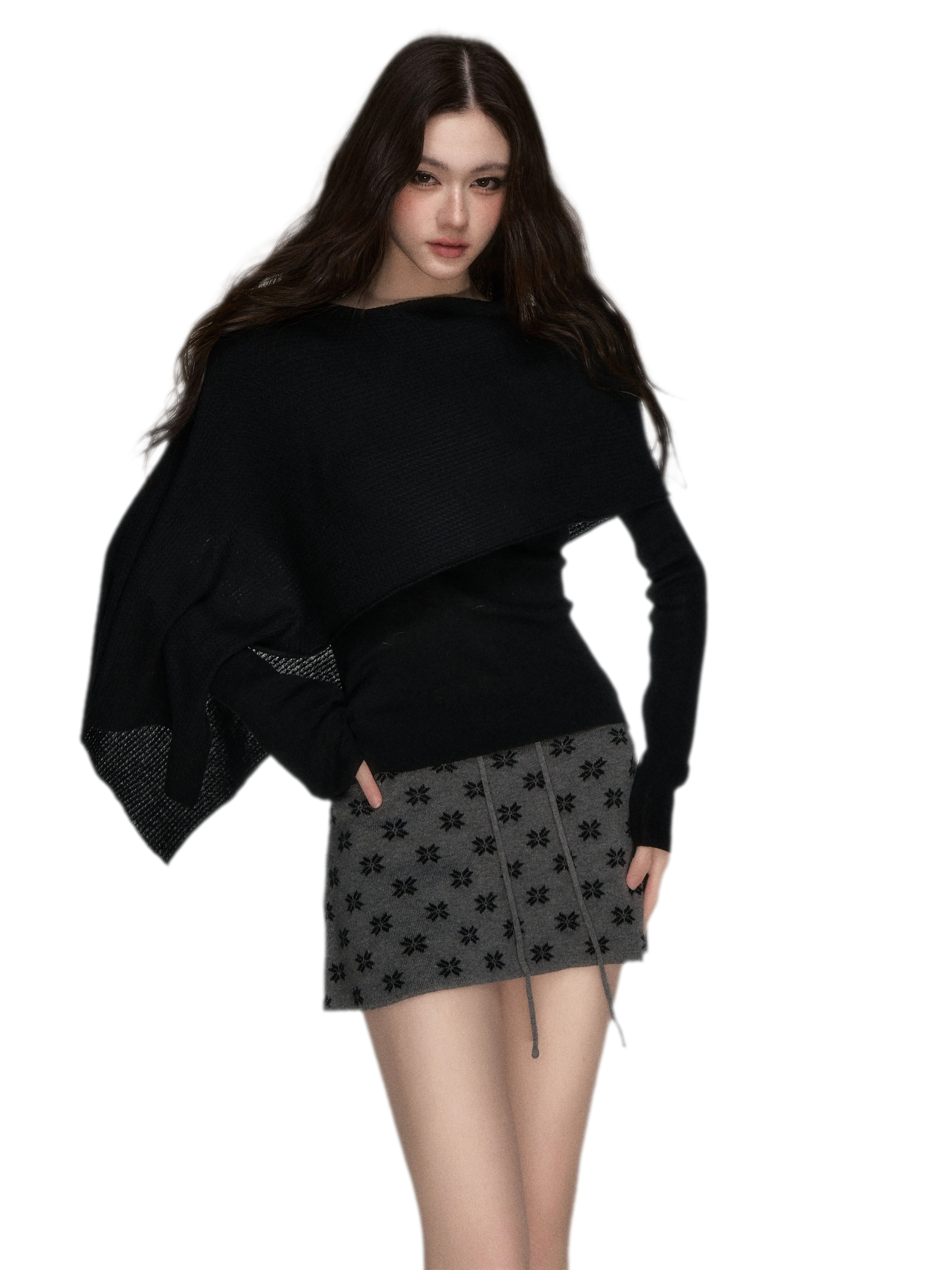 Stretch Shawl Cape Sweater