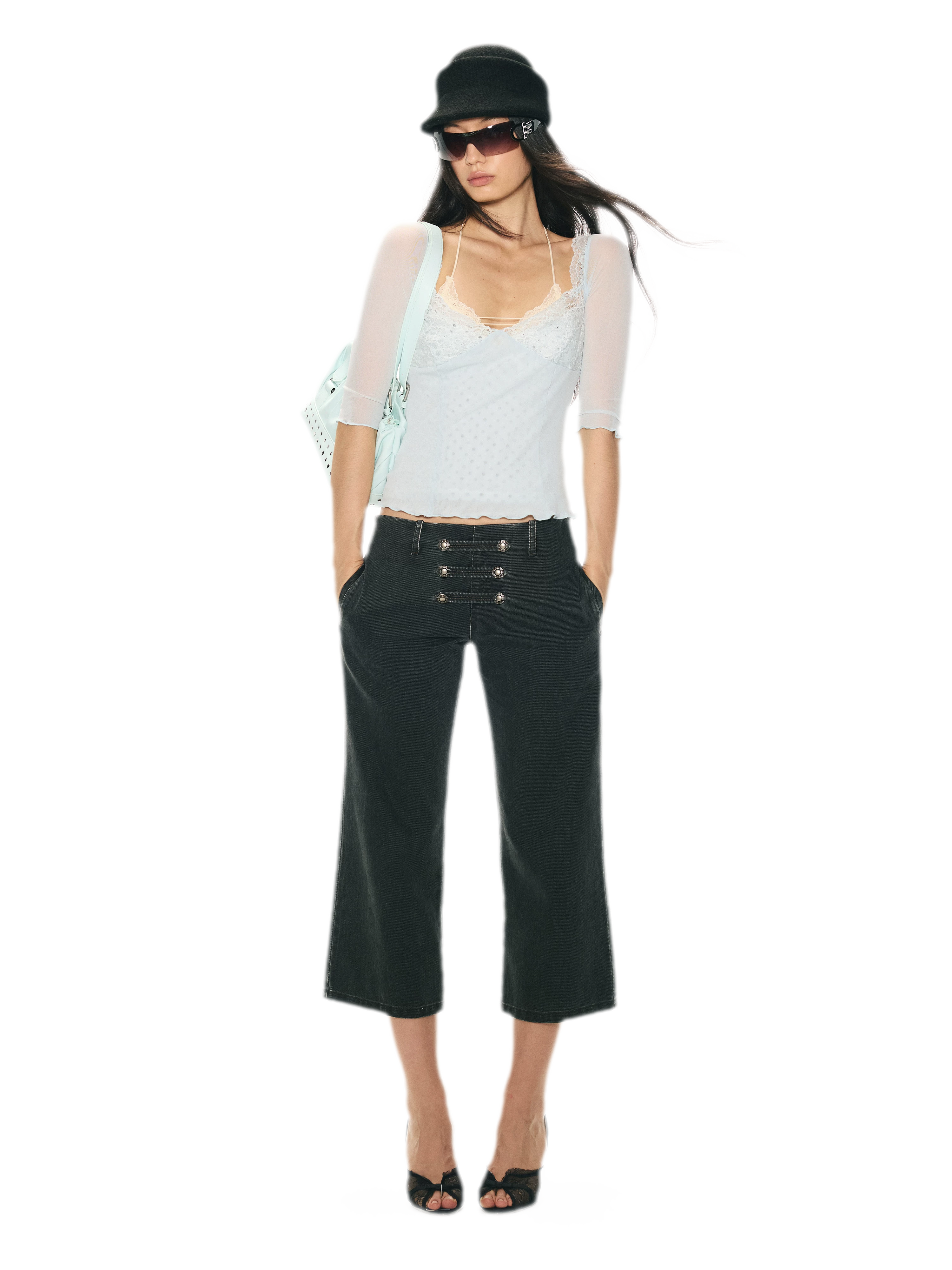 Vintage Pirate Buckle Denim Capris