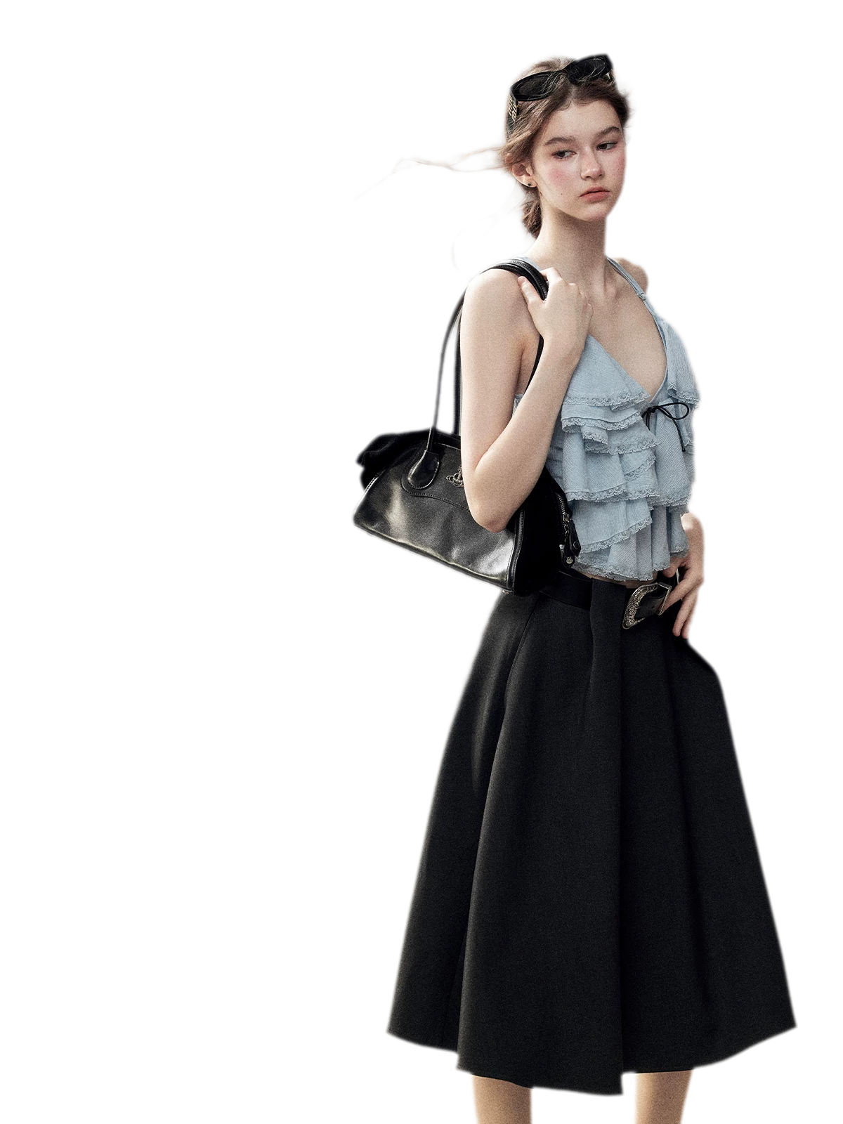 Pleated V-Neck Set
