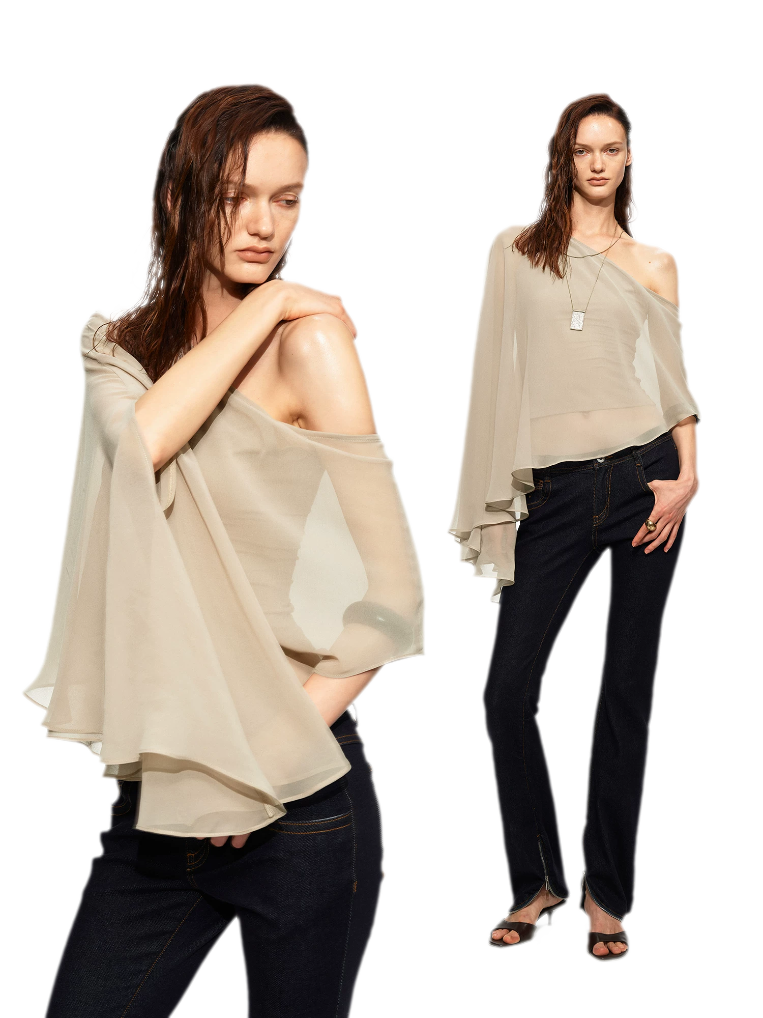 Matte Chiffon Cape Top