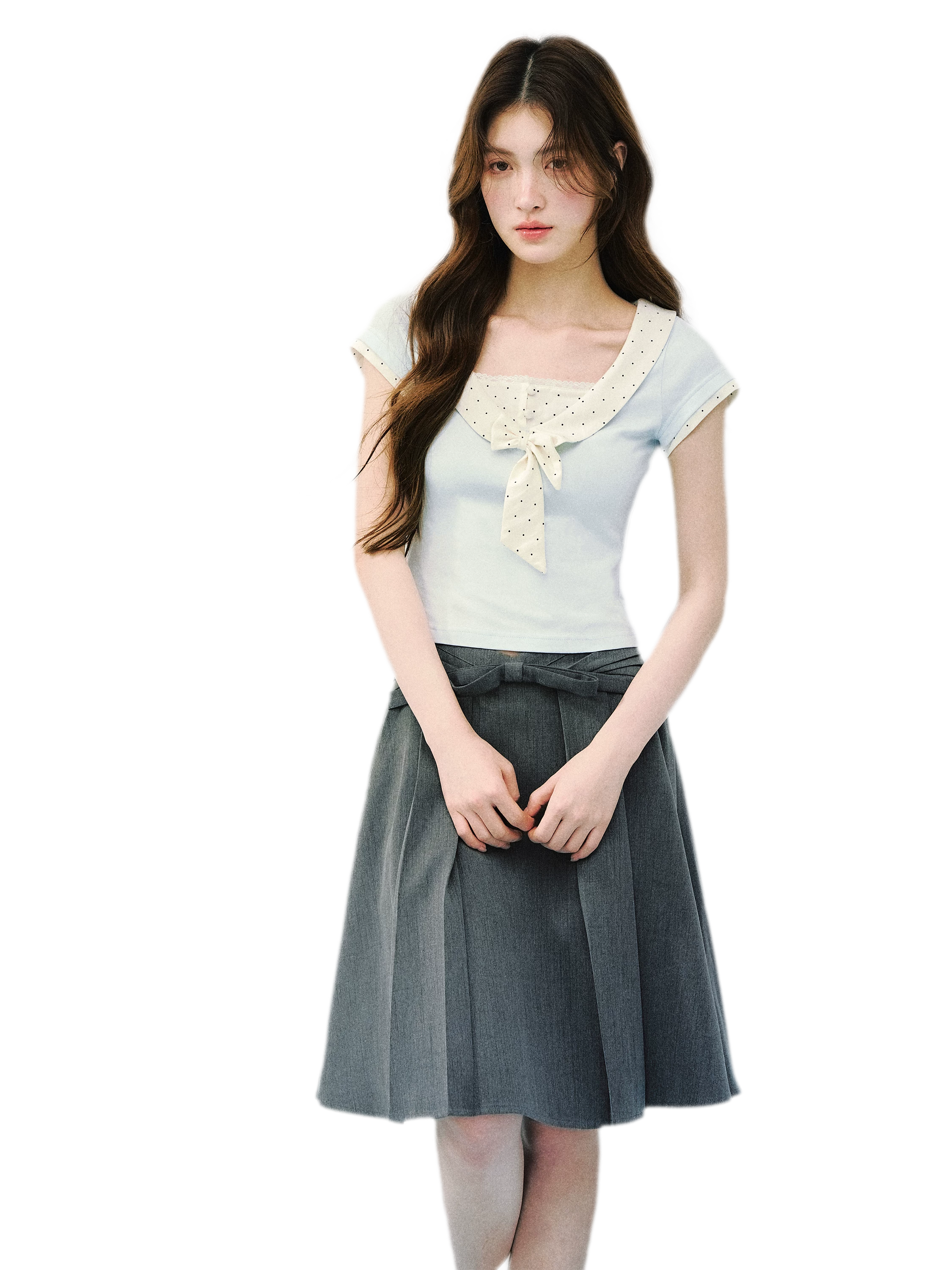 Bow Tie Floral Patchwork Short Sleeve T-Shirt
