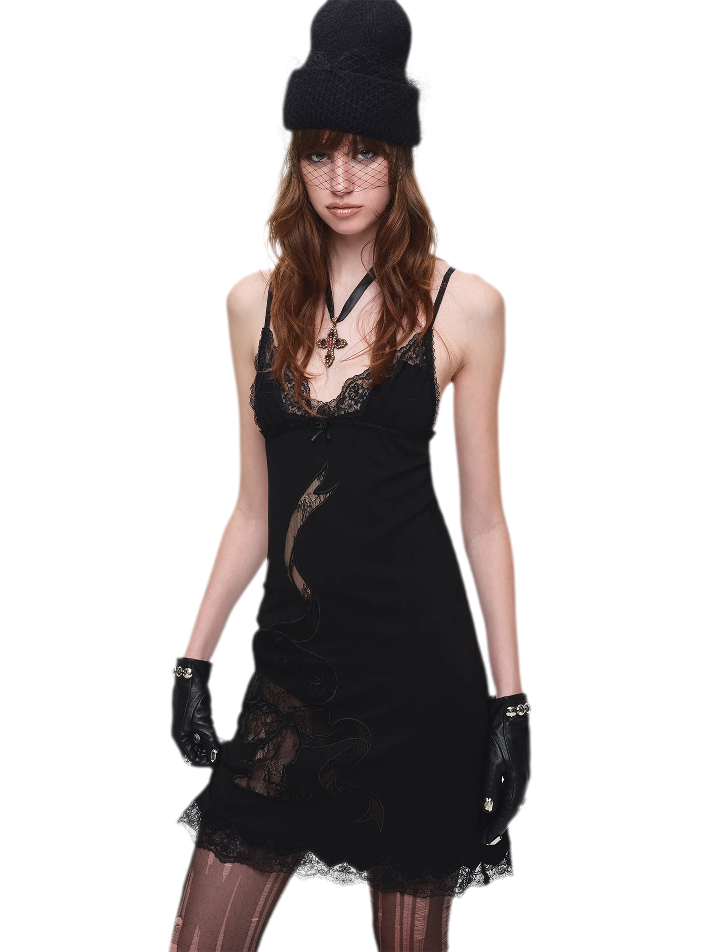 Lace Appliqué Fitted Slip Dress