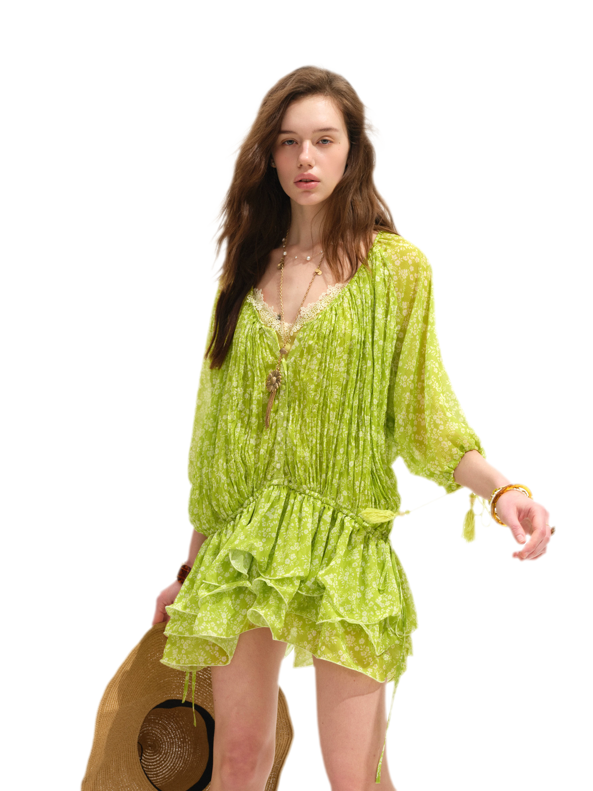 Floral Batwing Sleeve Dress