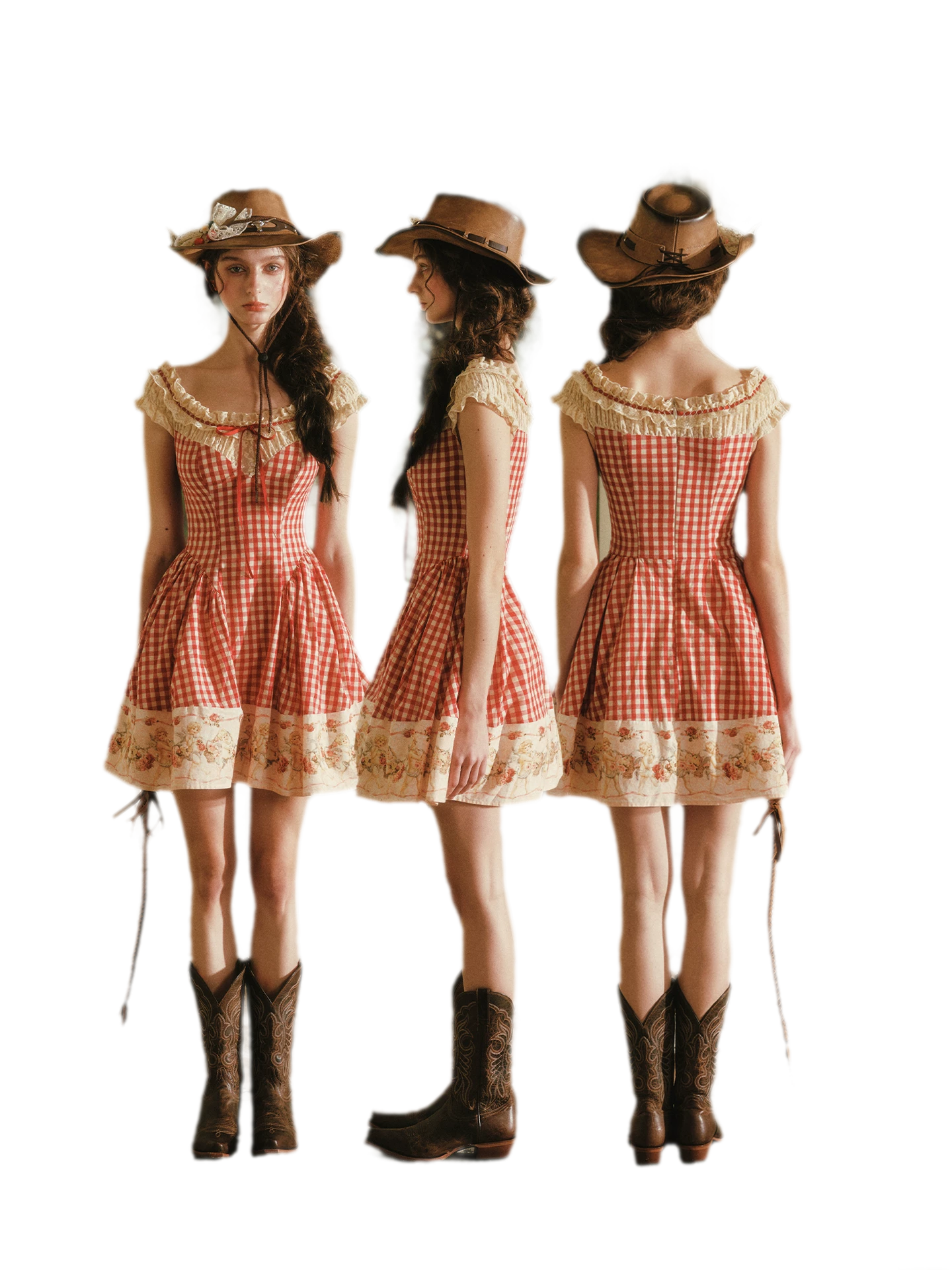 Gingham Lace Mini Dress