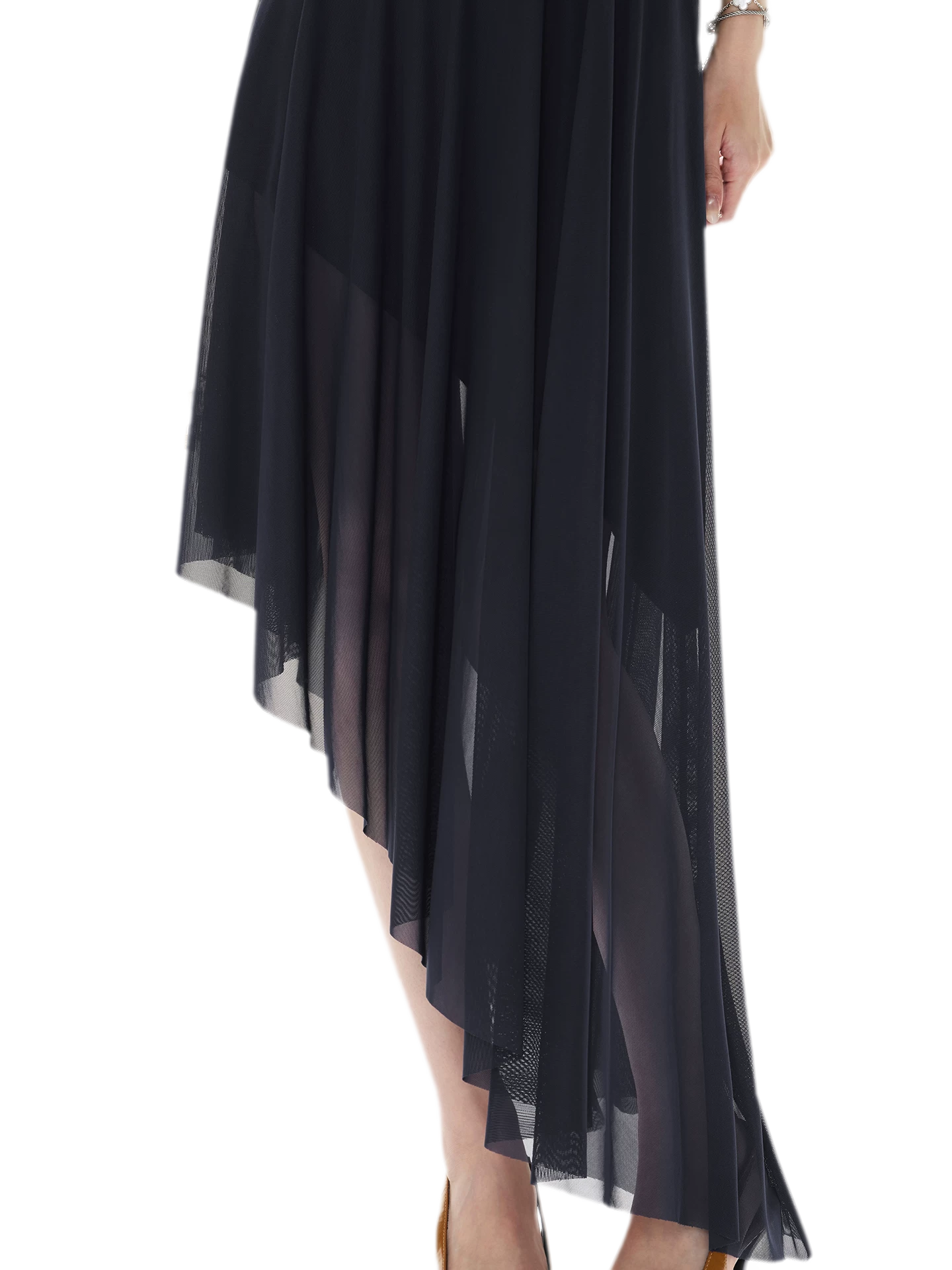 Mesh Splice Midi Dress