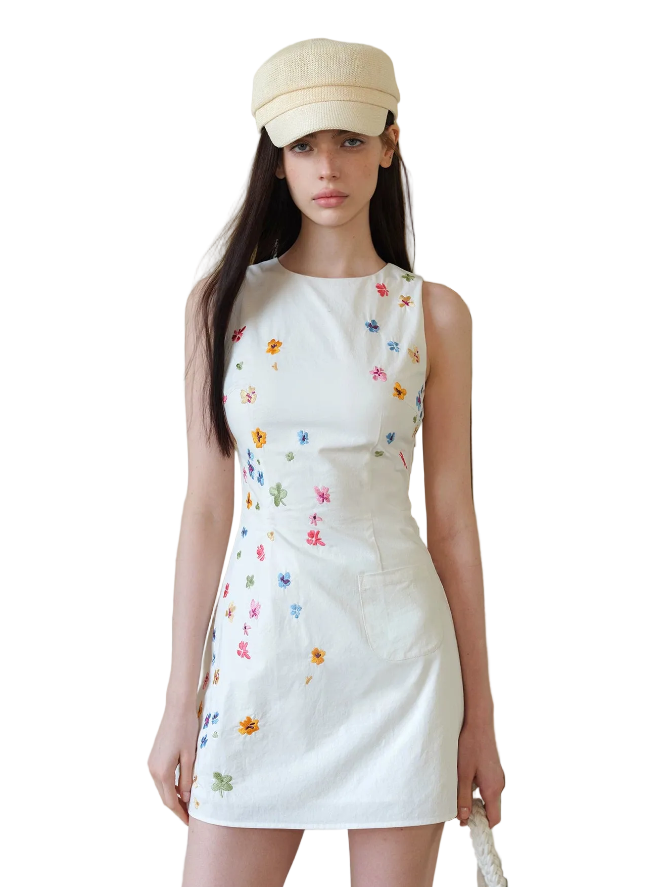 NEVERMORE Summer Vintage Hand-Painted Floral Dress White (Pre-sale) / M