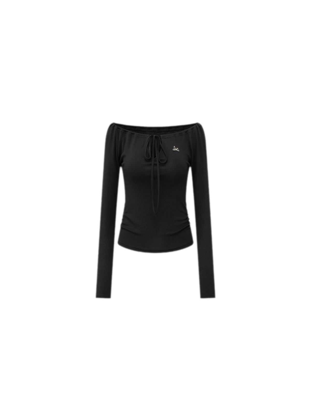Drawstring Off-Shoulder Long-Sleeve Top