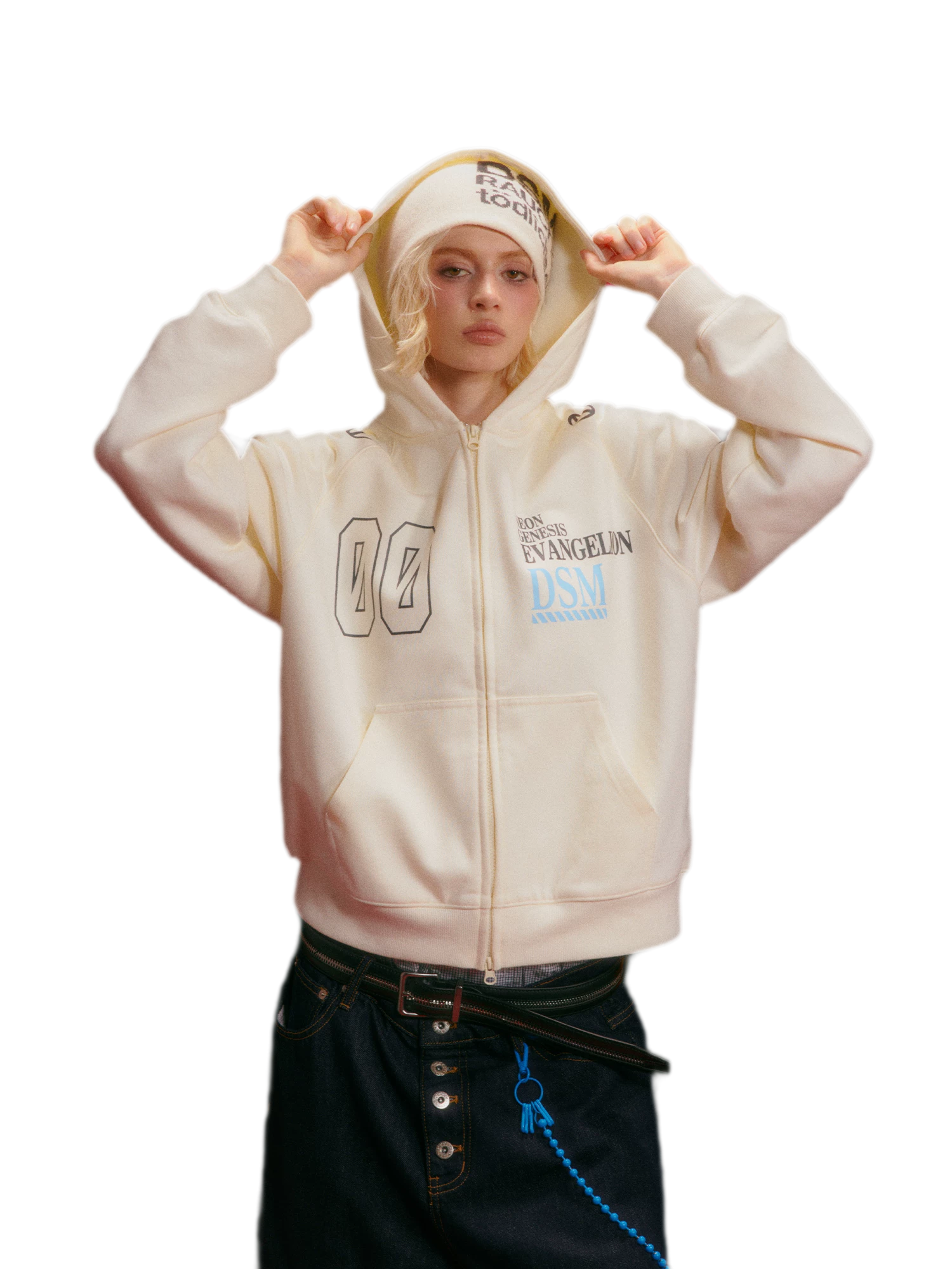 Screen-Printed Loose Hooded Sweatshirt