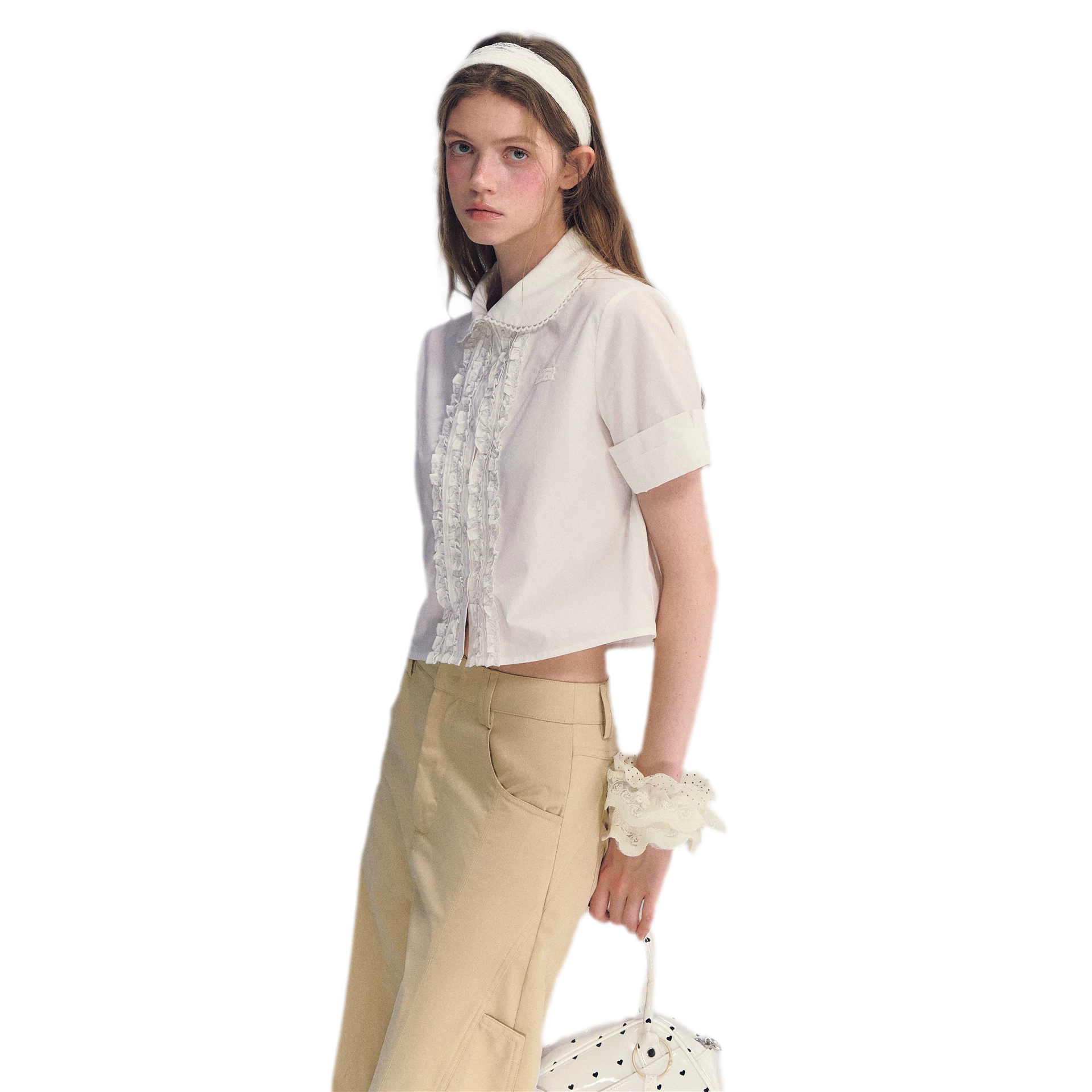 Lace Collar Cotton Shirt