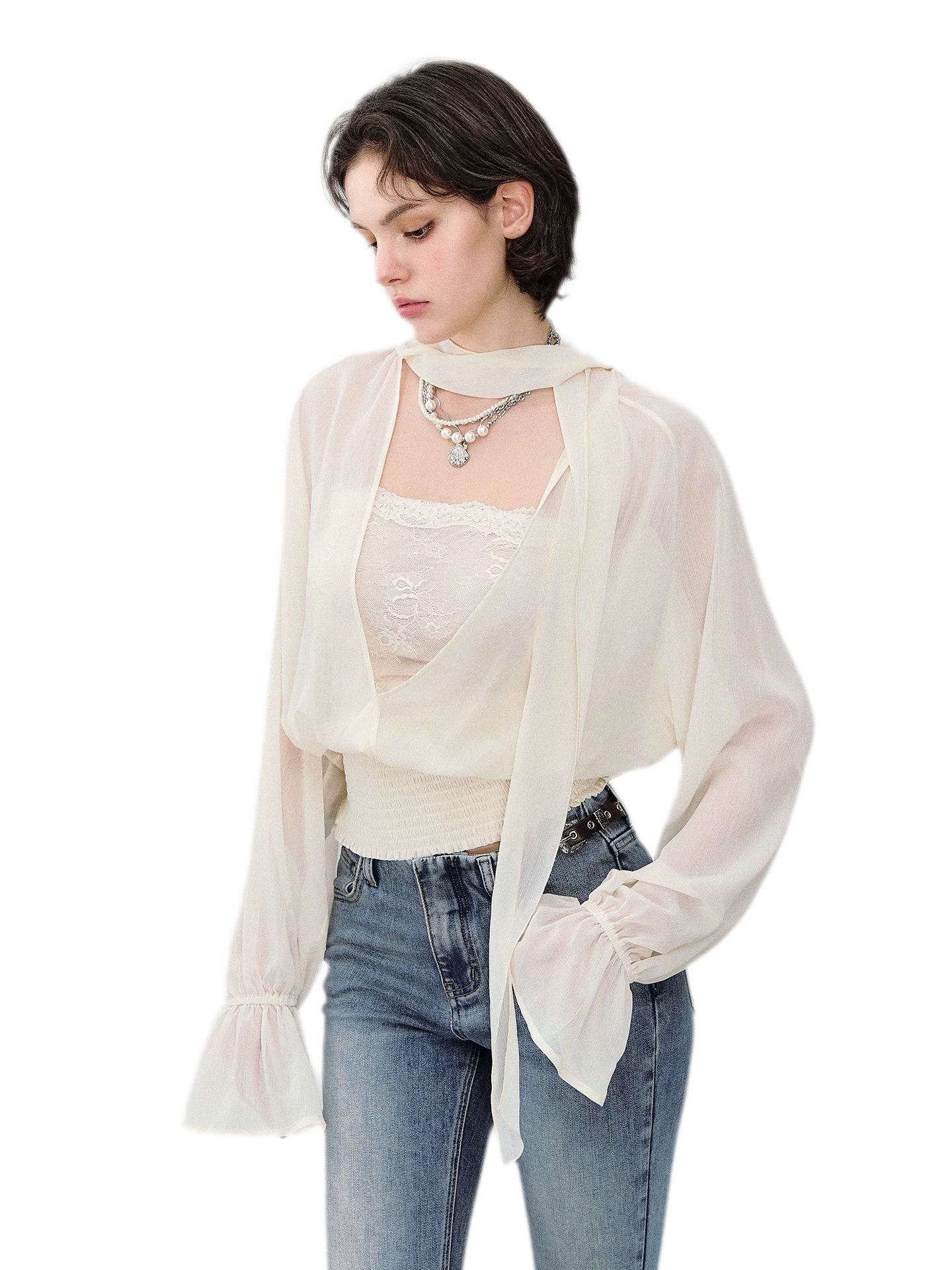 Reversible Chiffon Tie Blouse