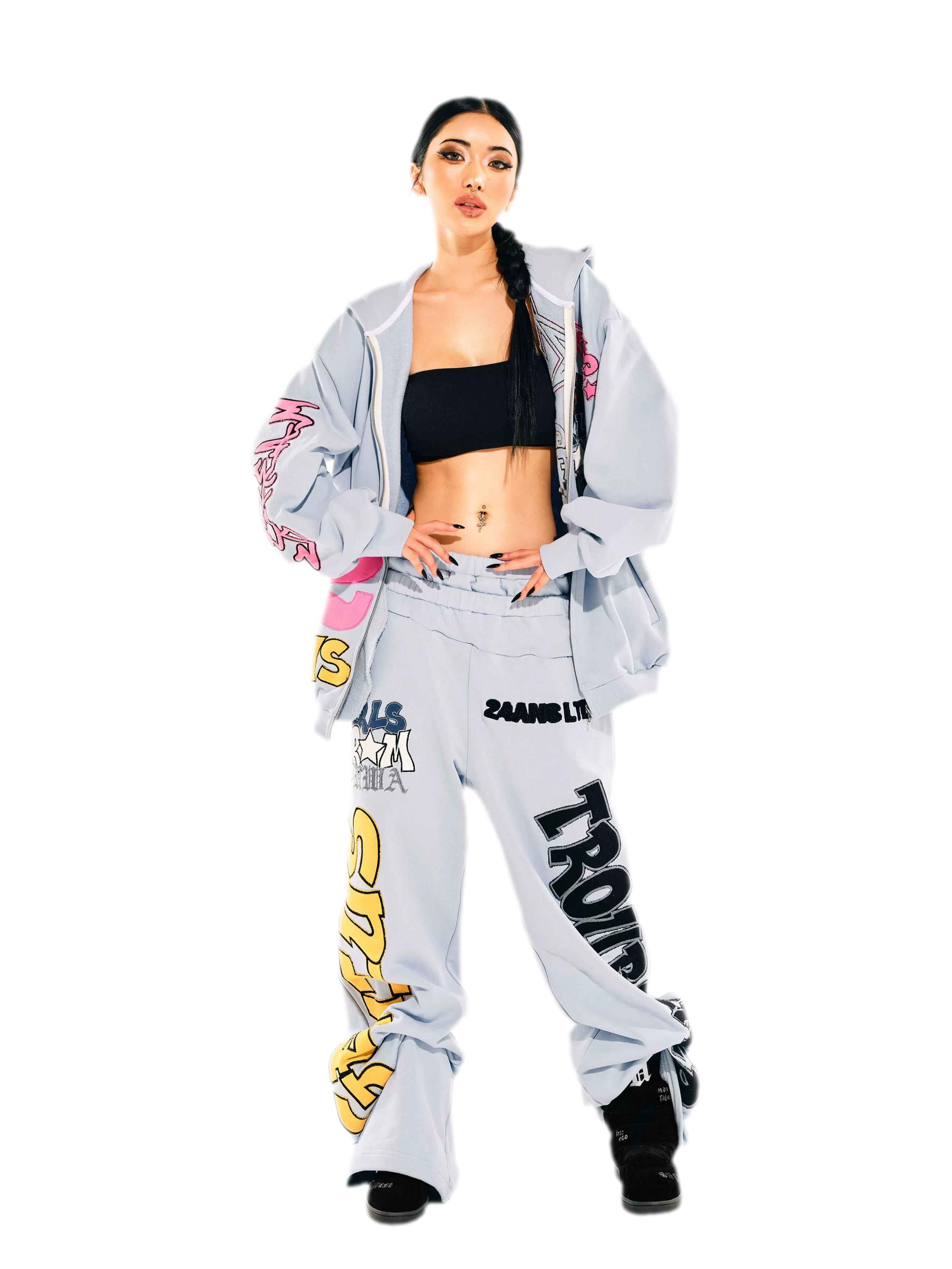 Appliqué Oversize Hoodie Pants Set