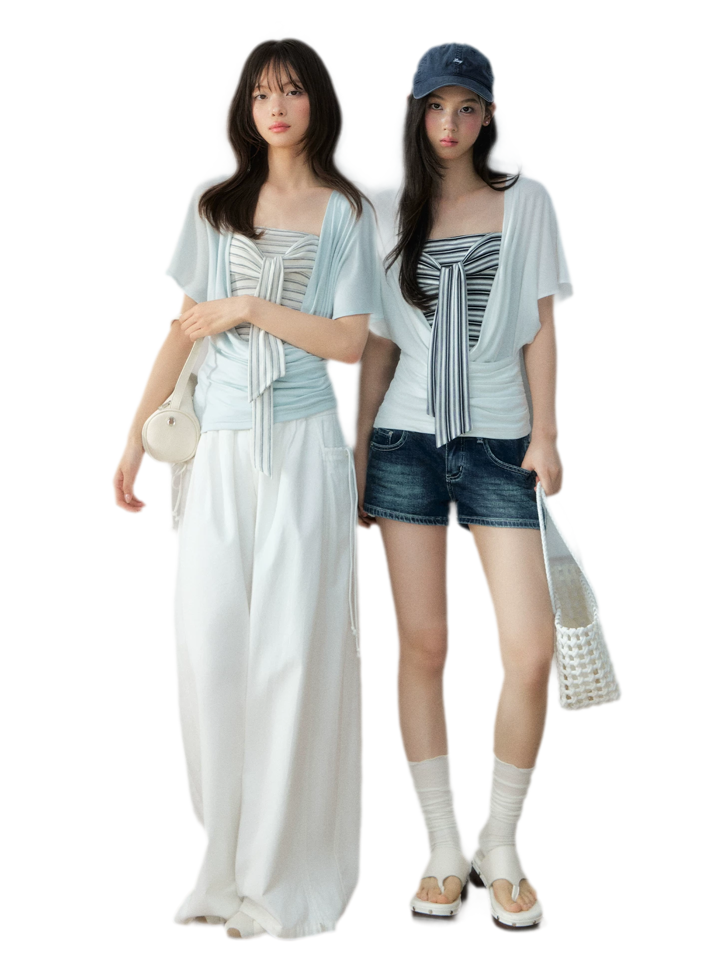 Original Lyocell Batwing Sleeve Top & Bustier Set