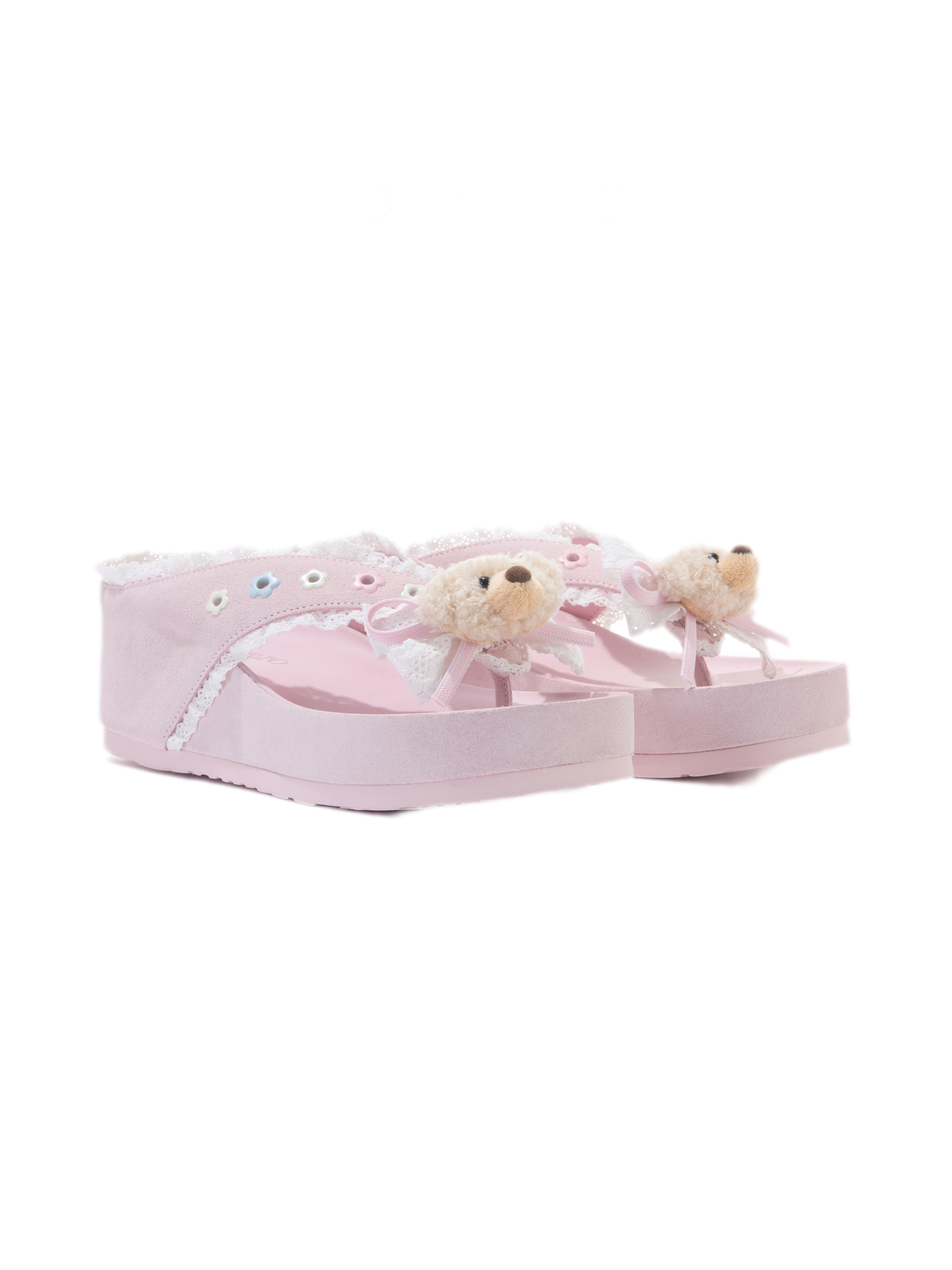 Lace Trim Platform Flip-Flops