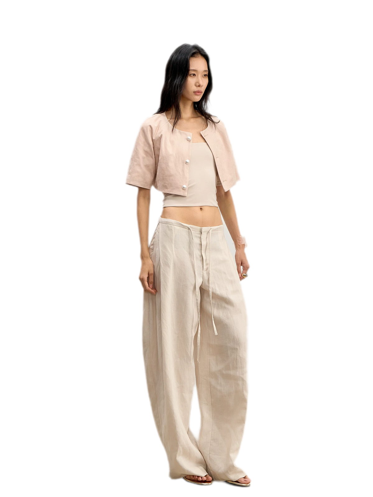 Giacca cropped raglan effetto pelle
