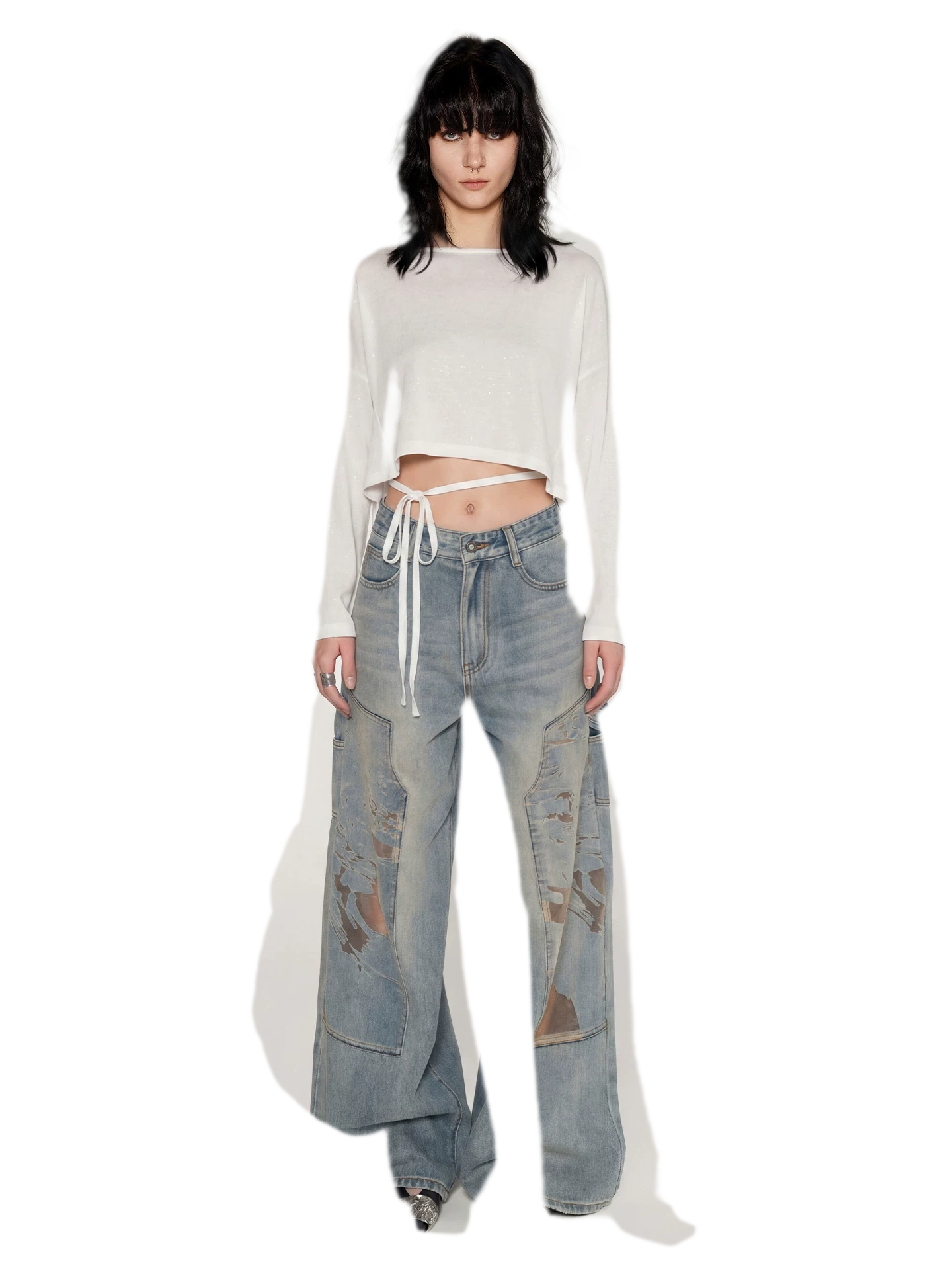 Silver Thread Off-Shoulder Top