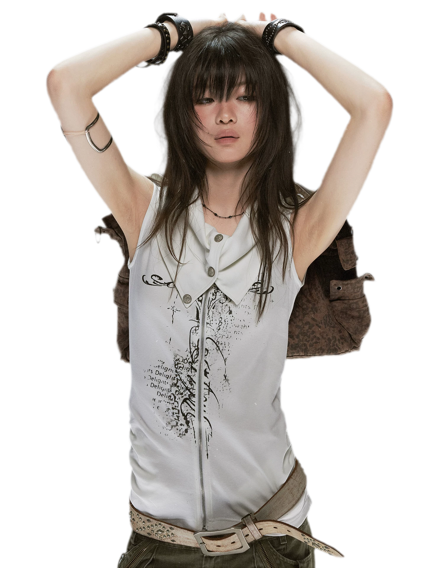 Cross Print Zip Vest