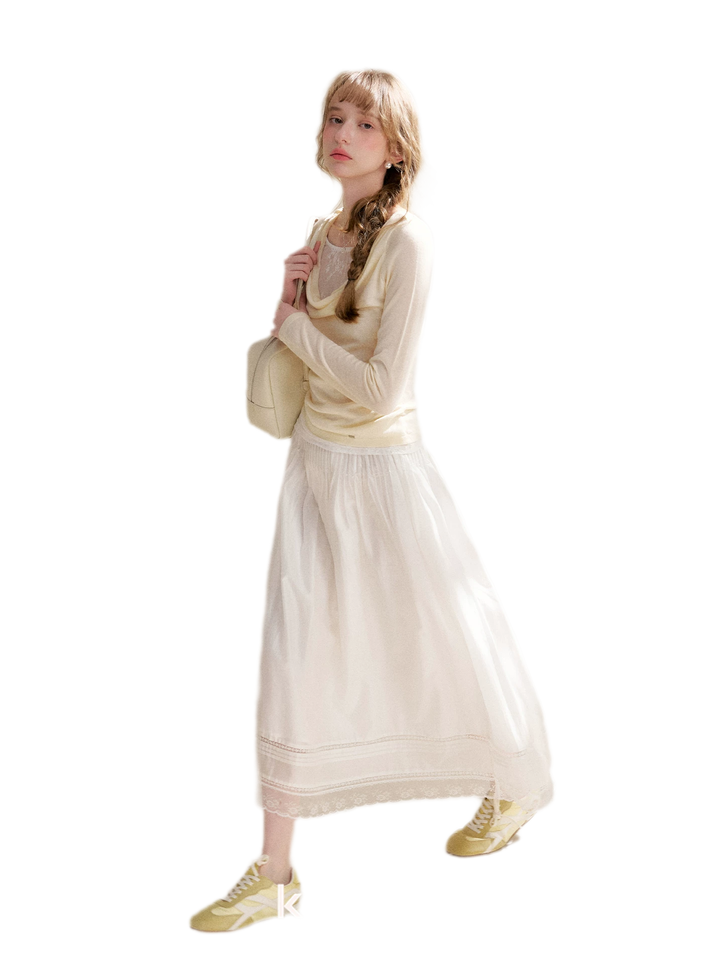 Lyocell Lace Pleated Skirt