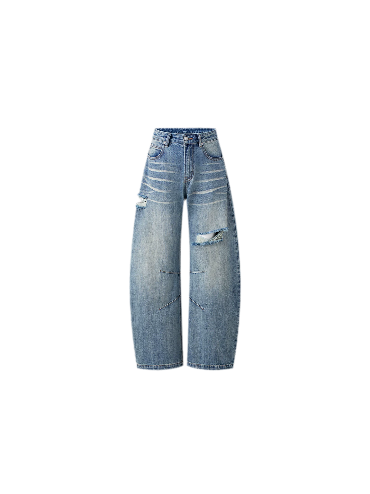 Distressed Curved Jeans