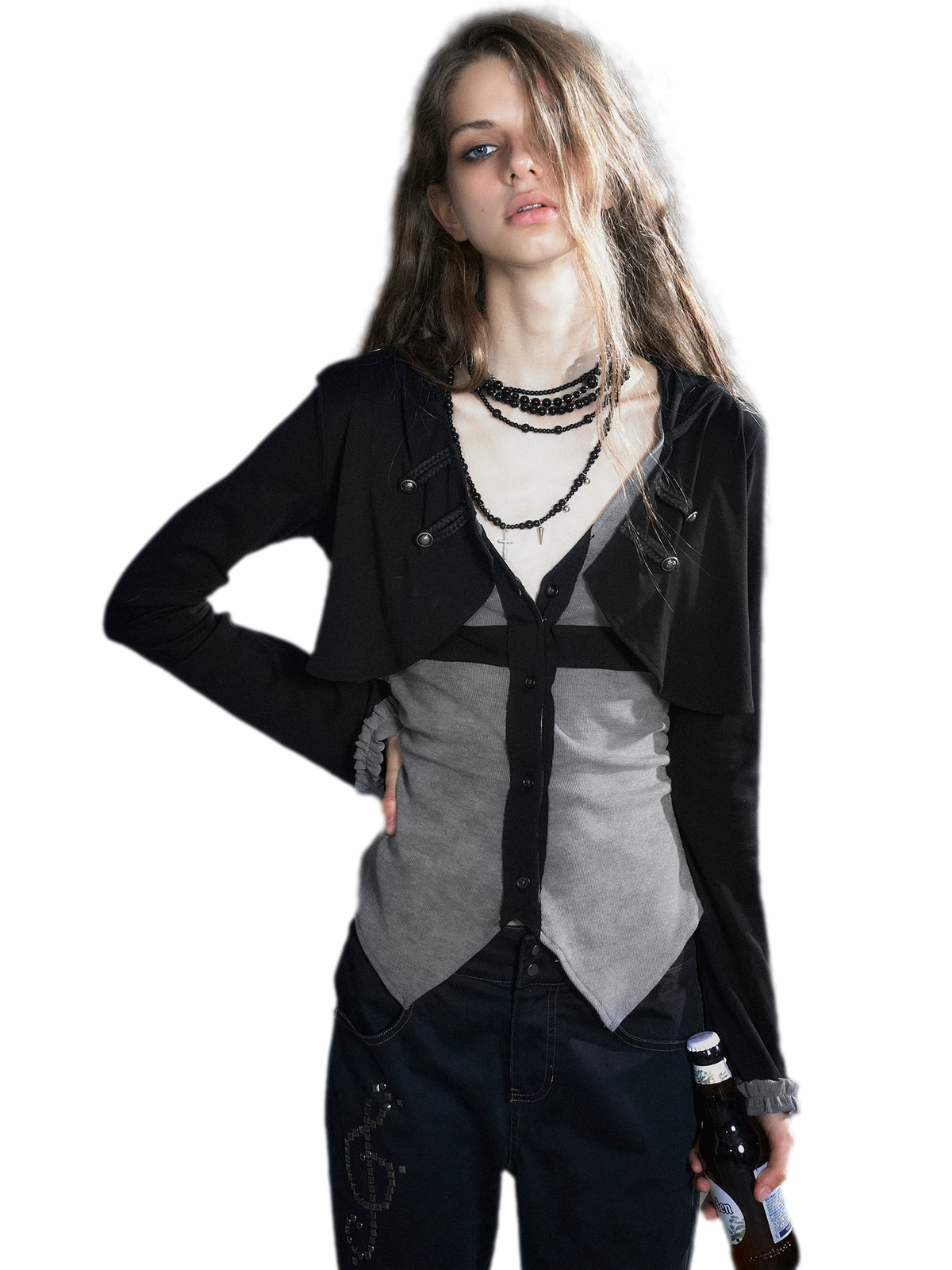 Faux Two-Piece Knit Cardigan