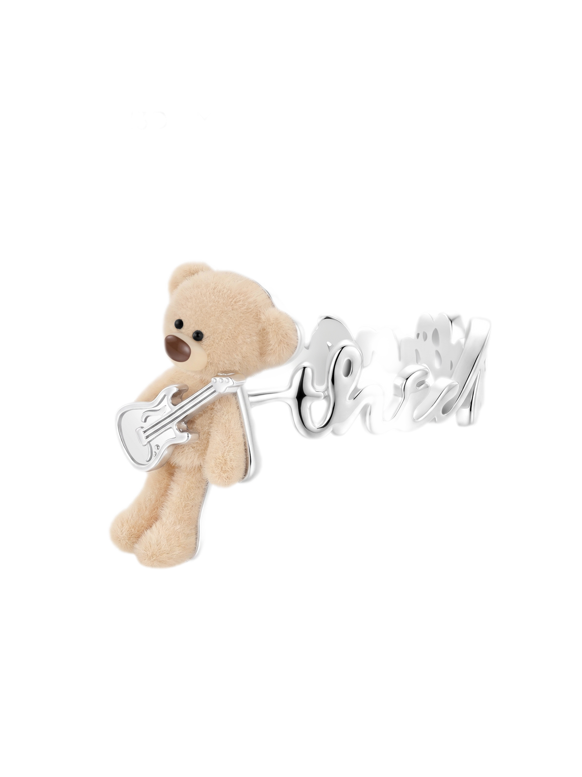 Flocked Bear Statement Ring