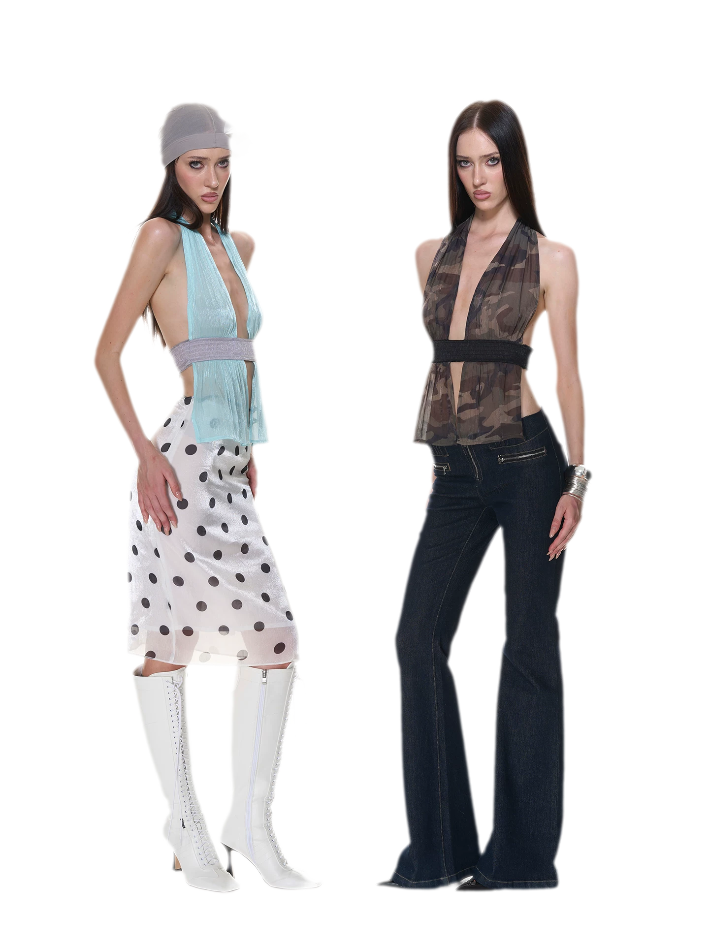 Mesh Halter Backless Top
