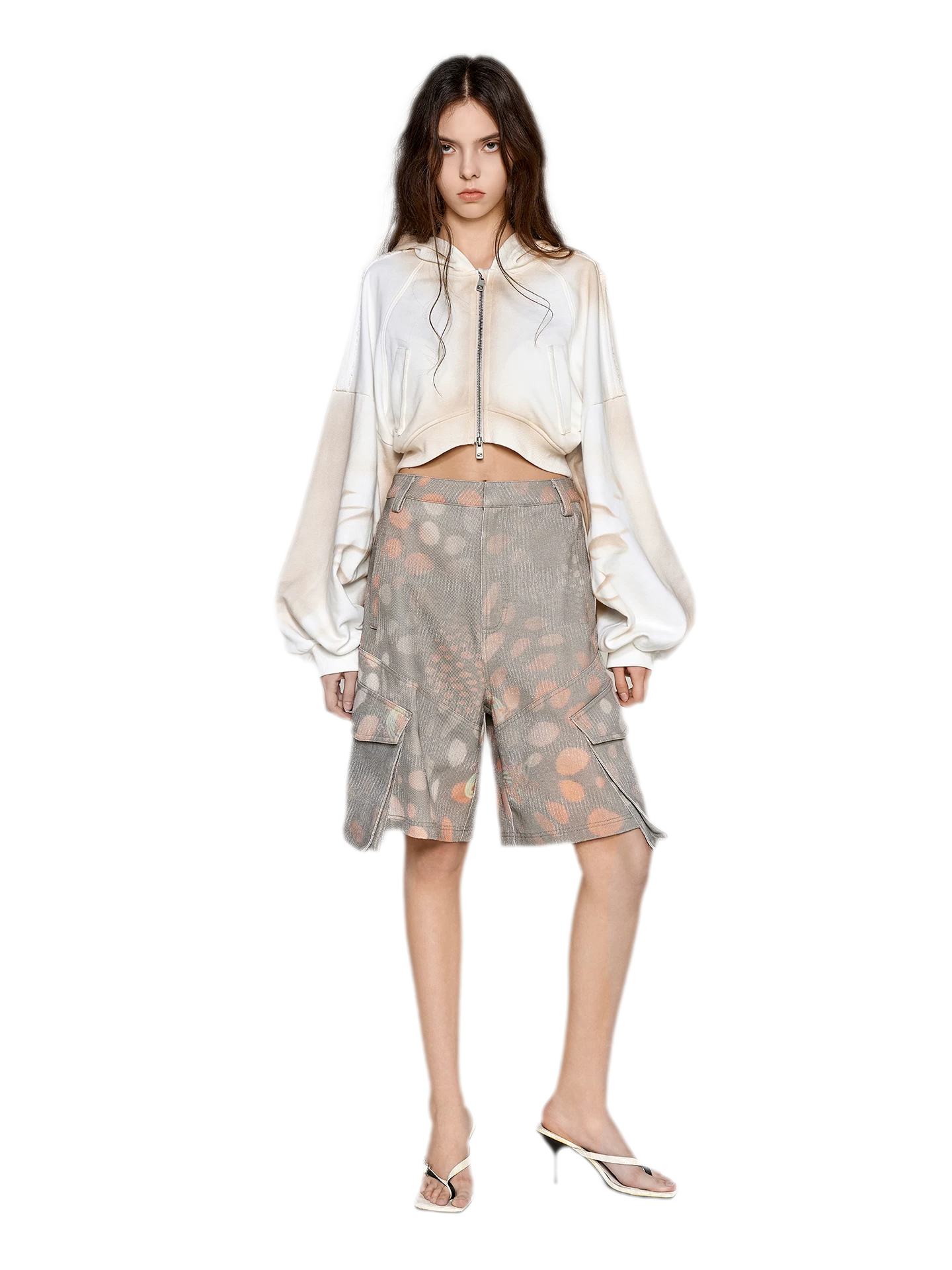 Polka-Dot Cargo Bermuda Shorts