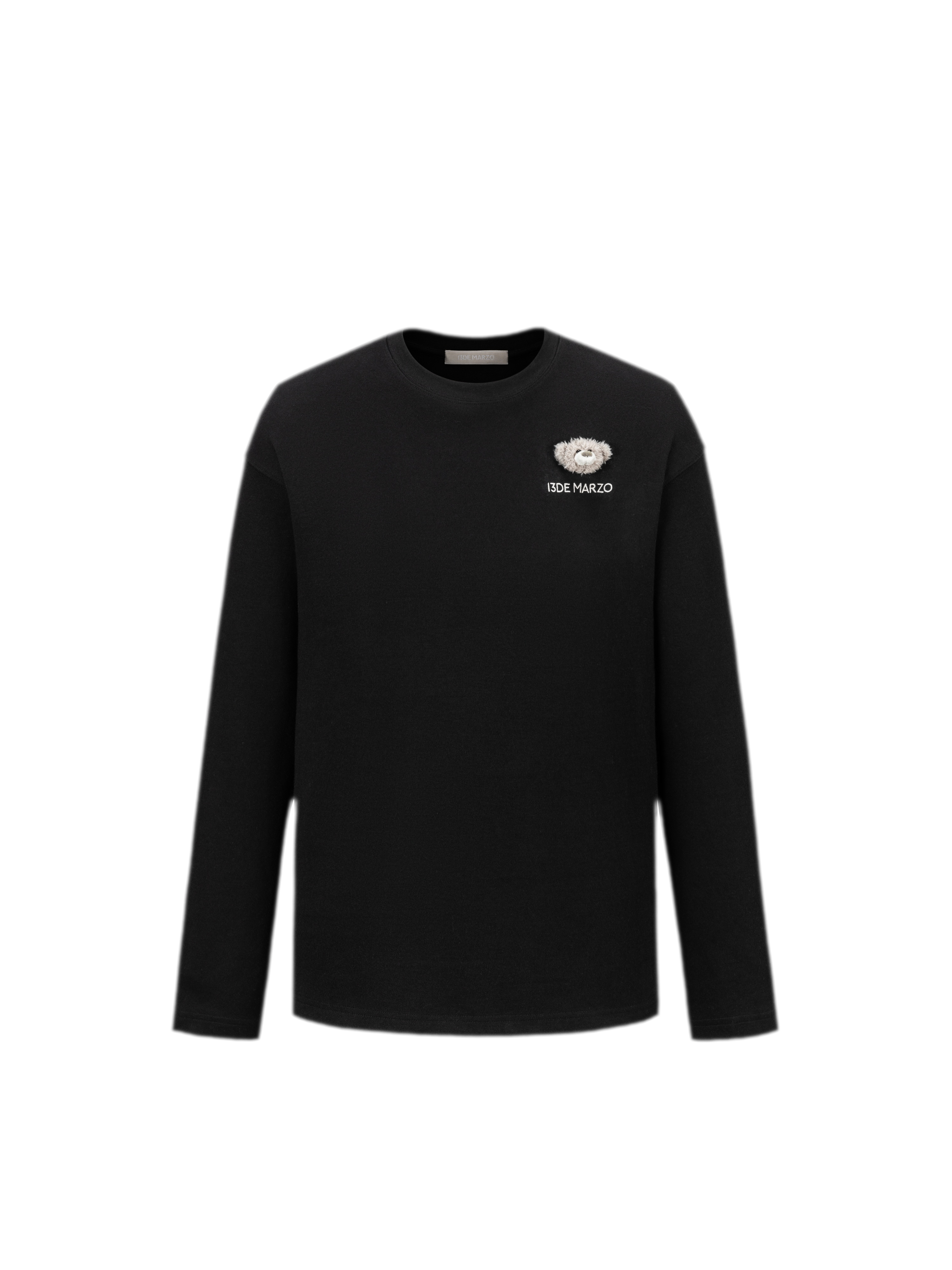Embroidered Bear Crewneck T-Shirt