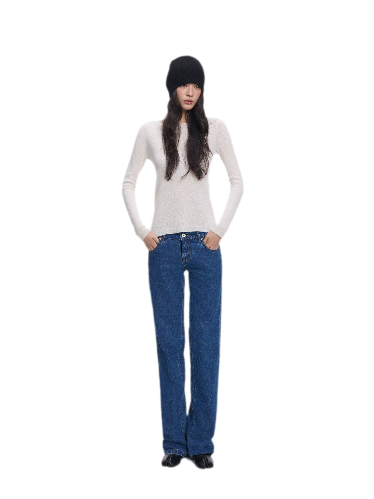 Quần jean ống đứng cạp vừa giặt màu