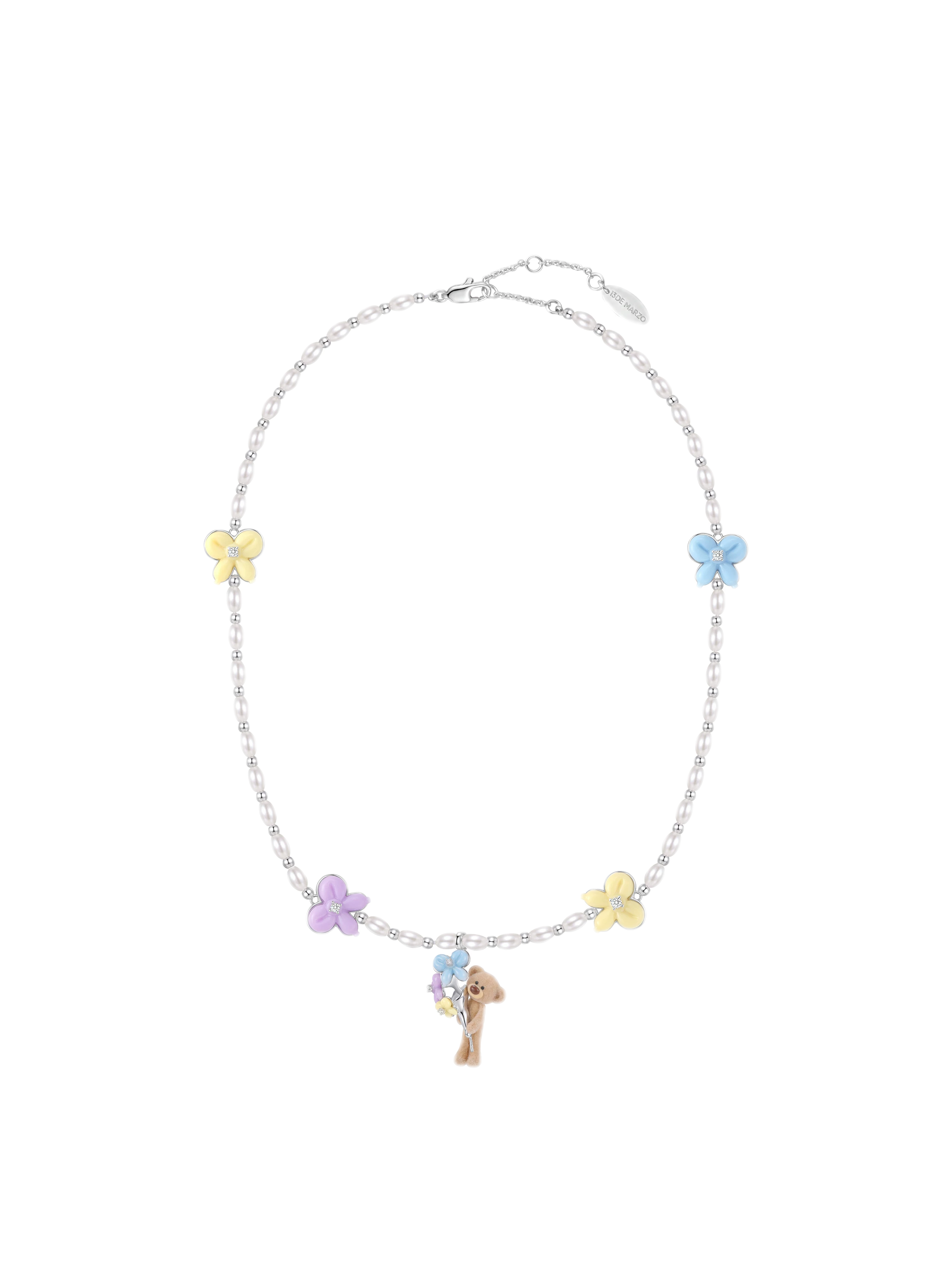 Balloon Bow Bear Necklace