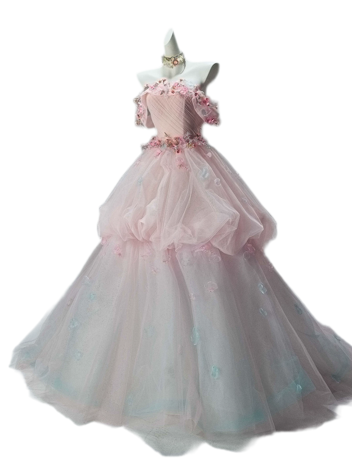 Abito da ballo principesco in tulle floreale