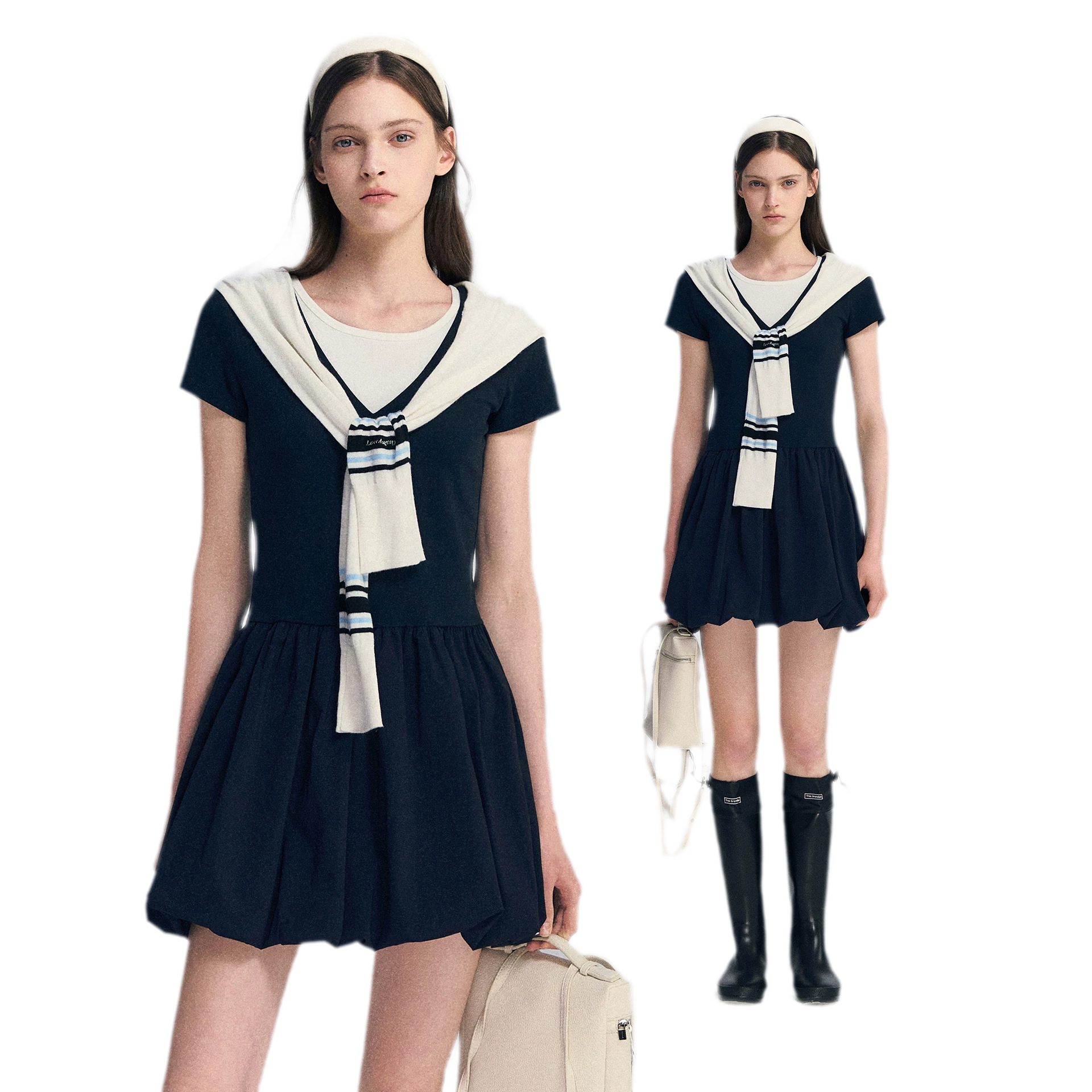 Contrast Trim Bubble Dress