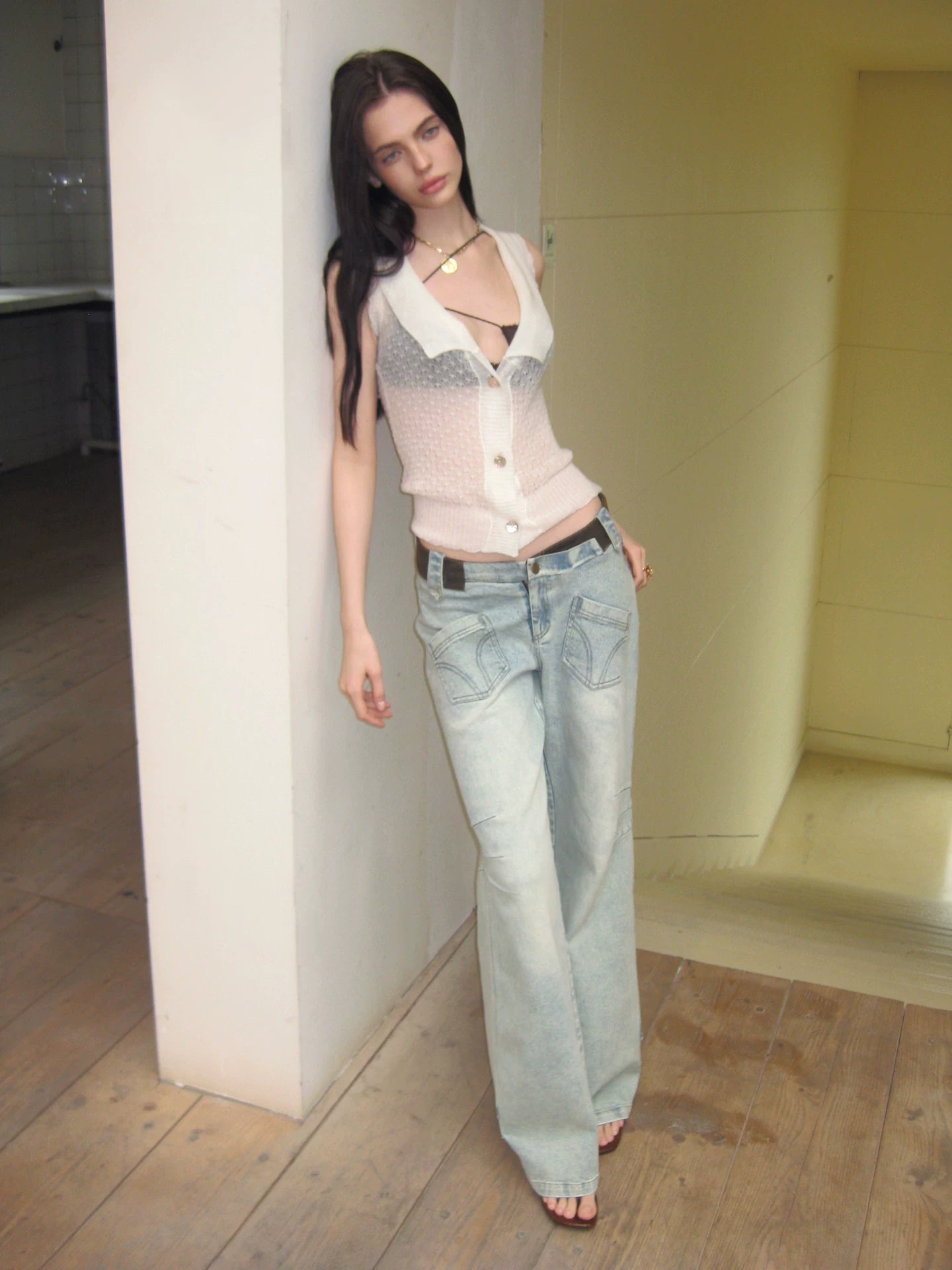 Summer Alpaca Wool Sleeveless Knit Cardigan
