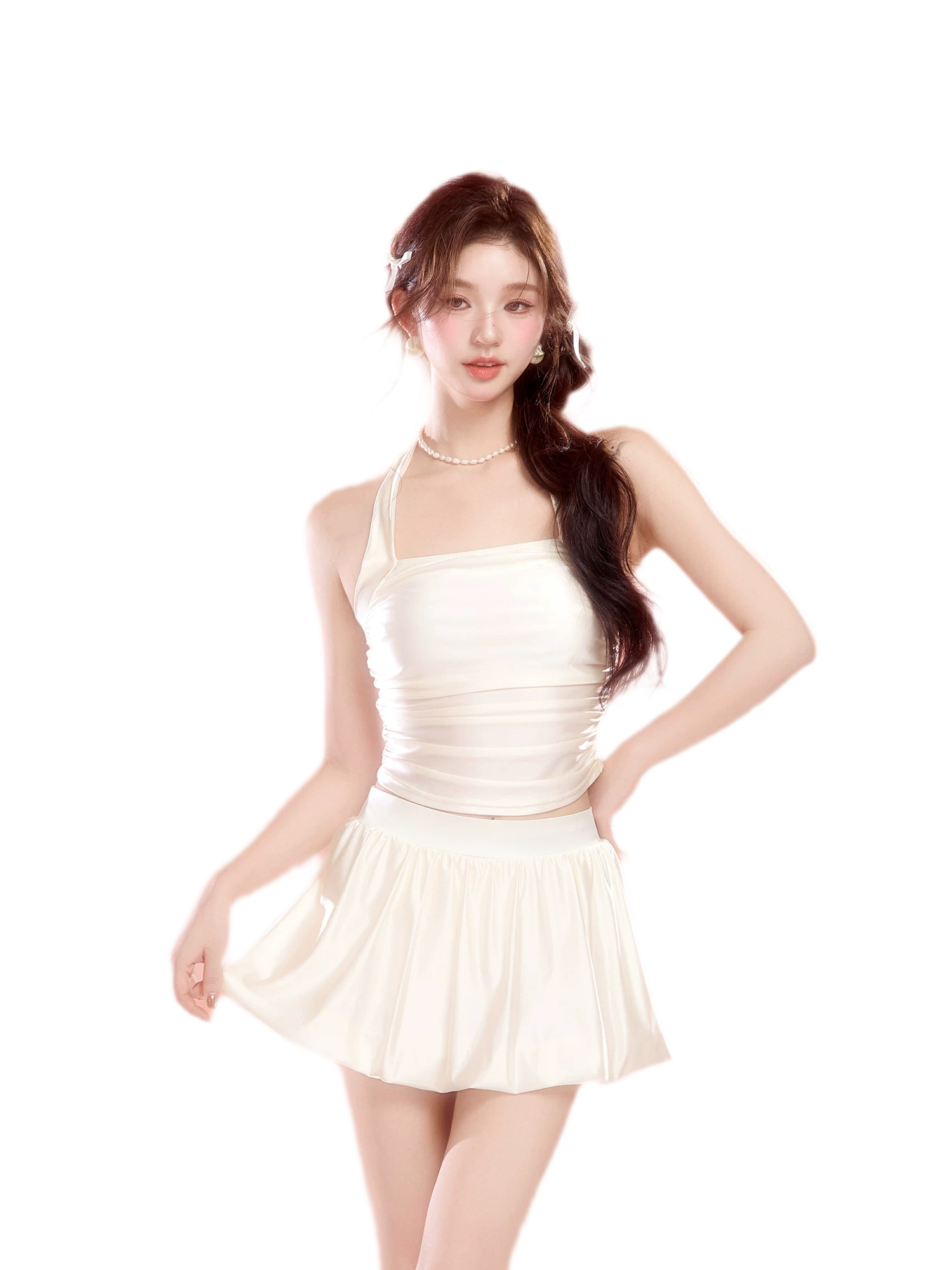 White Two-Piece Swim Dress
