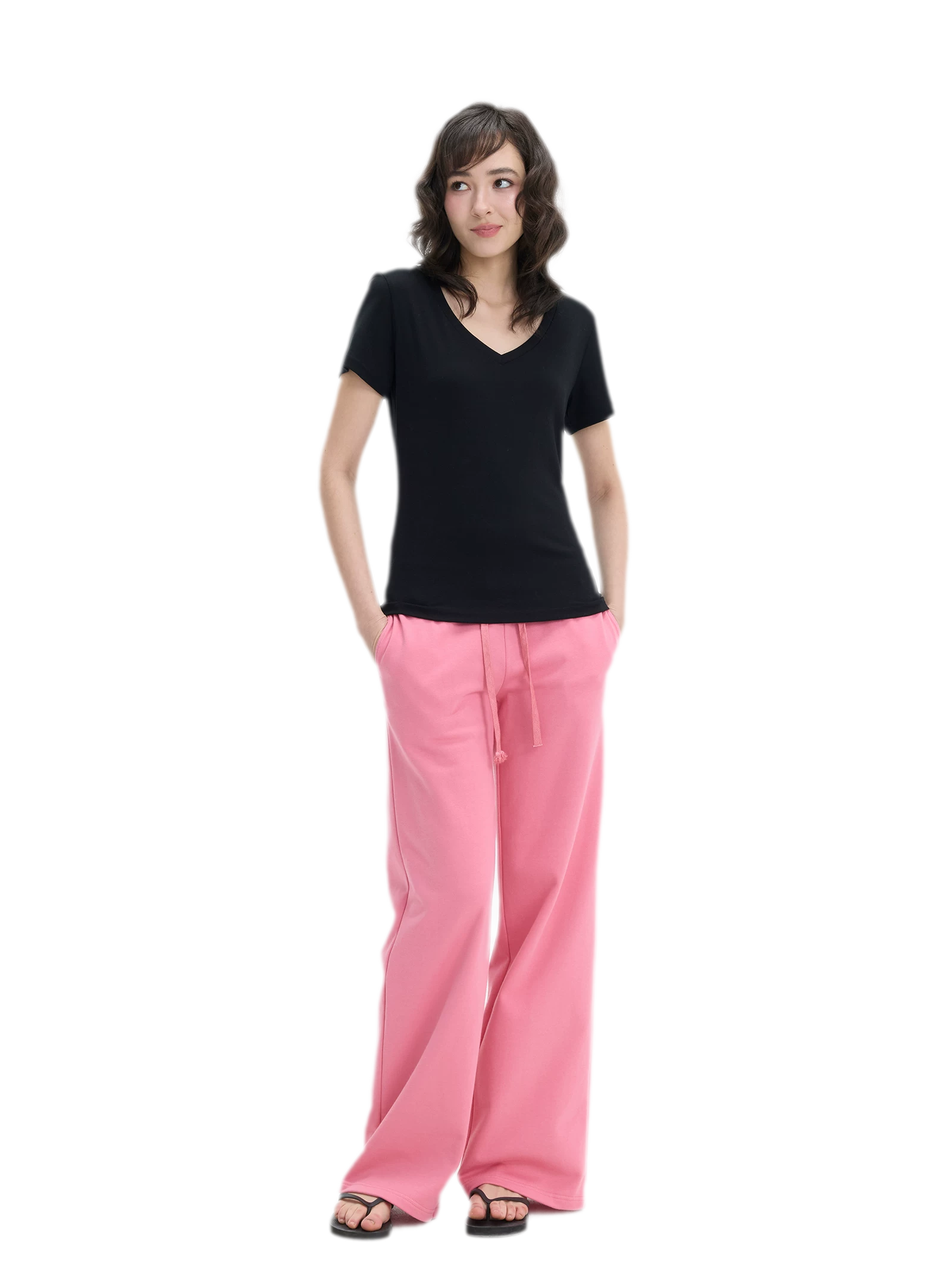 Low-Rise Wide-Leg Loose Sweatpants